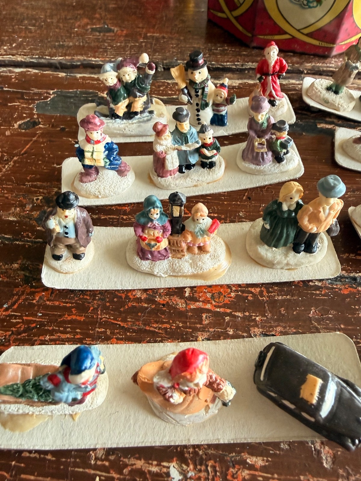 Vintage Miniature Christmas Village Figurines Lot 24 Resin People Dollhouse Holi