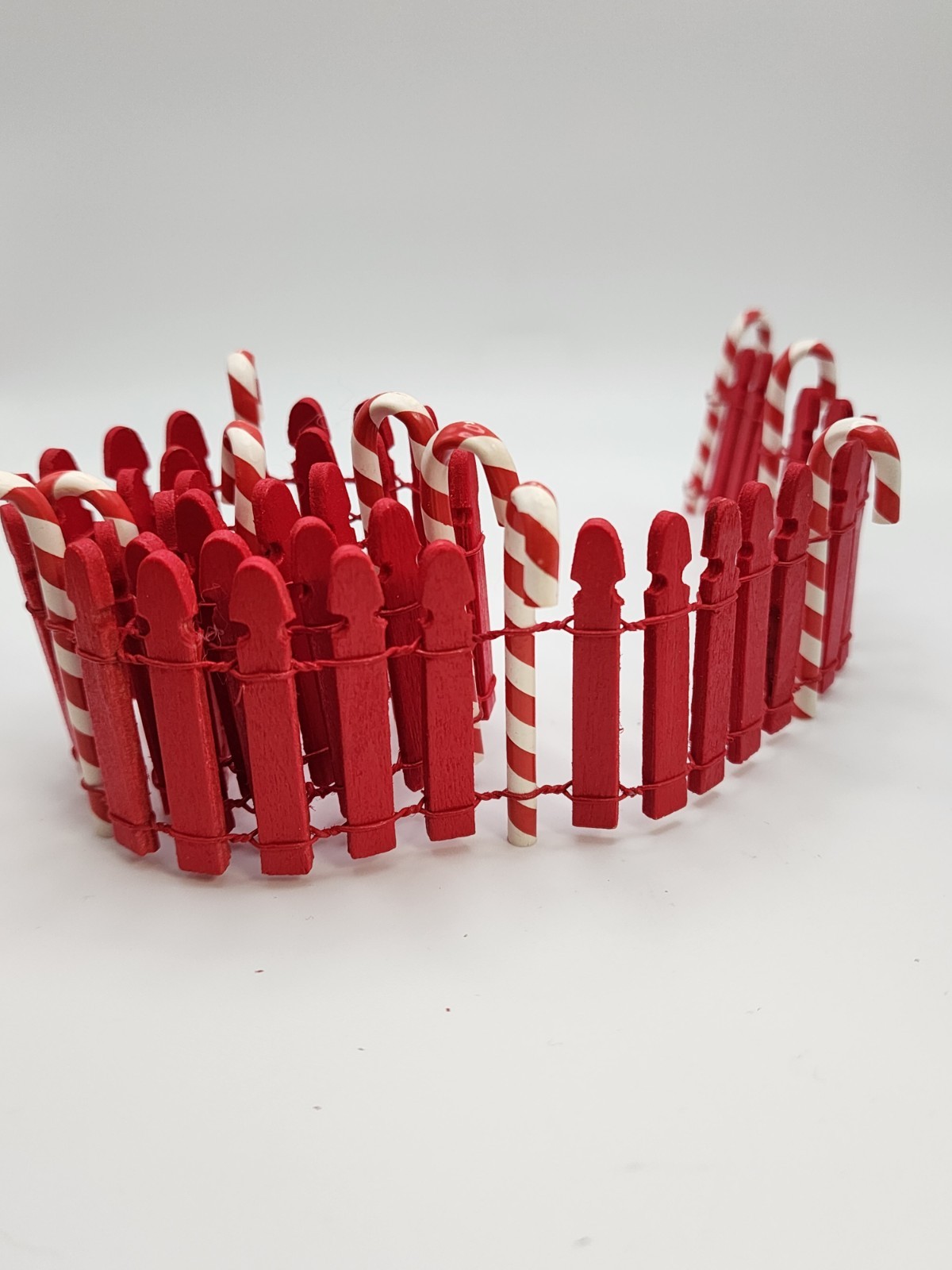 Christmas Village Accessories Candy Cane Fence Elves Snow Village Set of 2