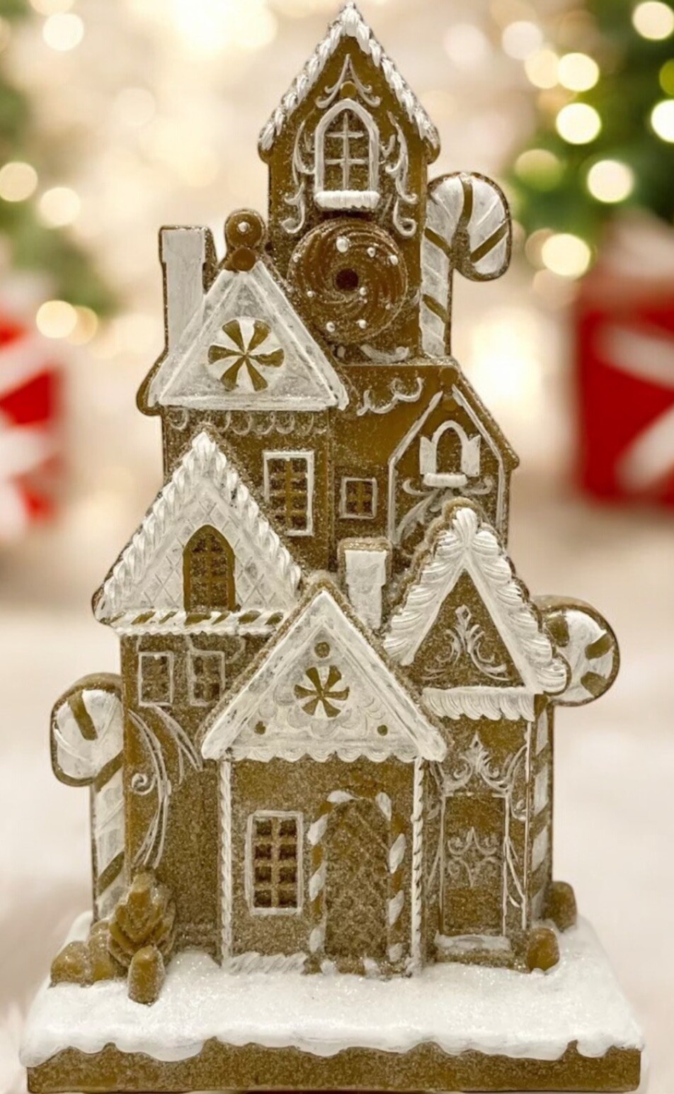 NEW Cupcakes & Cashmere Frosted Lace Gingerbread Candy Cane House Village 16”