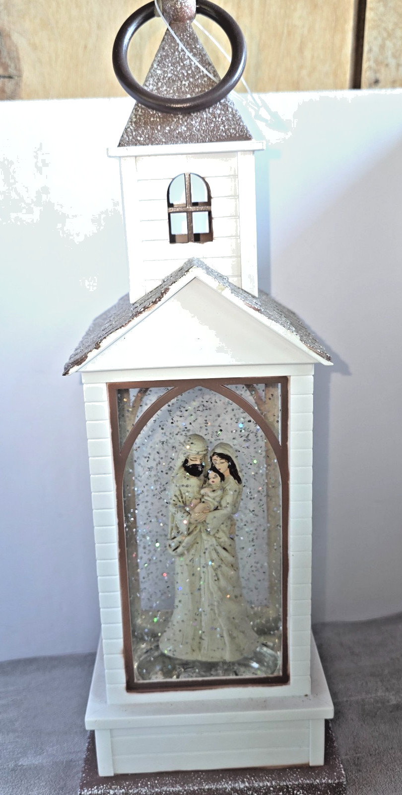 LED Lit Chapel Church Nativity Water Snow Globe Jesus Mary Joseph Musical