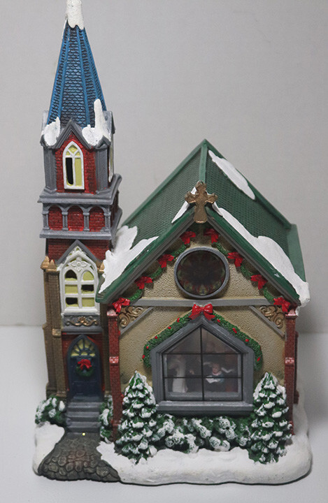 Lighted Church, Battery Operated, Steeple 12.5″T Build, 8″Tx8″WD