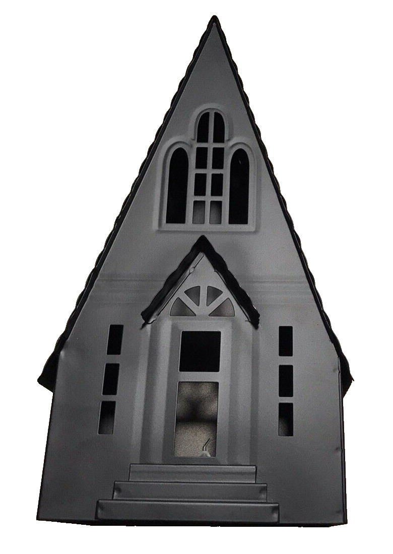 Halloween Fall Harvest Metal Black Lighted Cabin Holiday Home Mantel Decor New