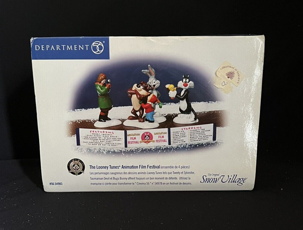 Dept 56 Snow Village Looney Tunes Animation Film Festival Set 4 54983 Retired