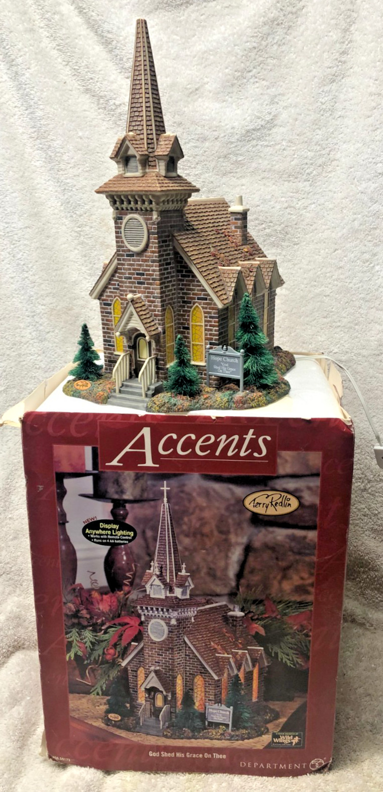 GOD SHED HIS GRACE ON THEE church dept 56 lighted terry redlin accents box
