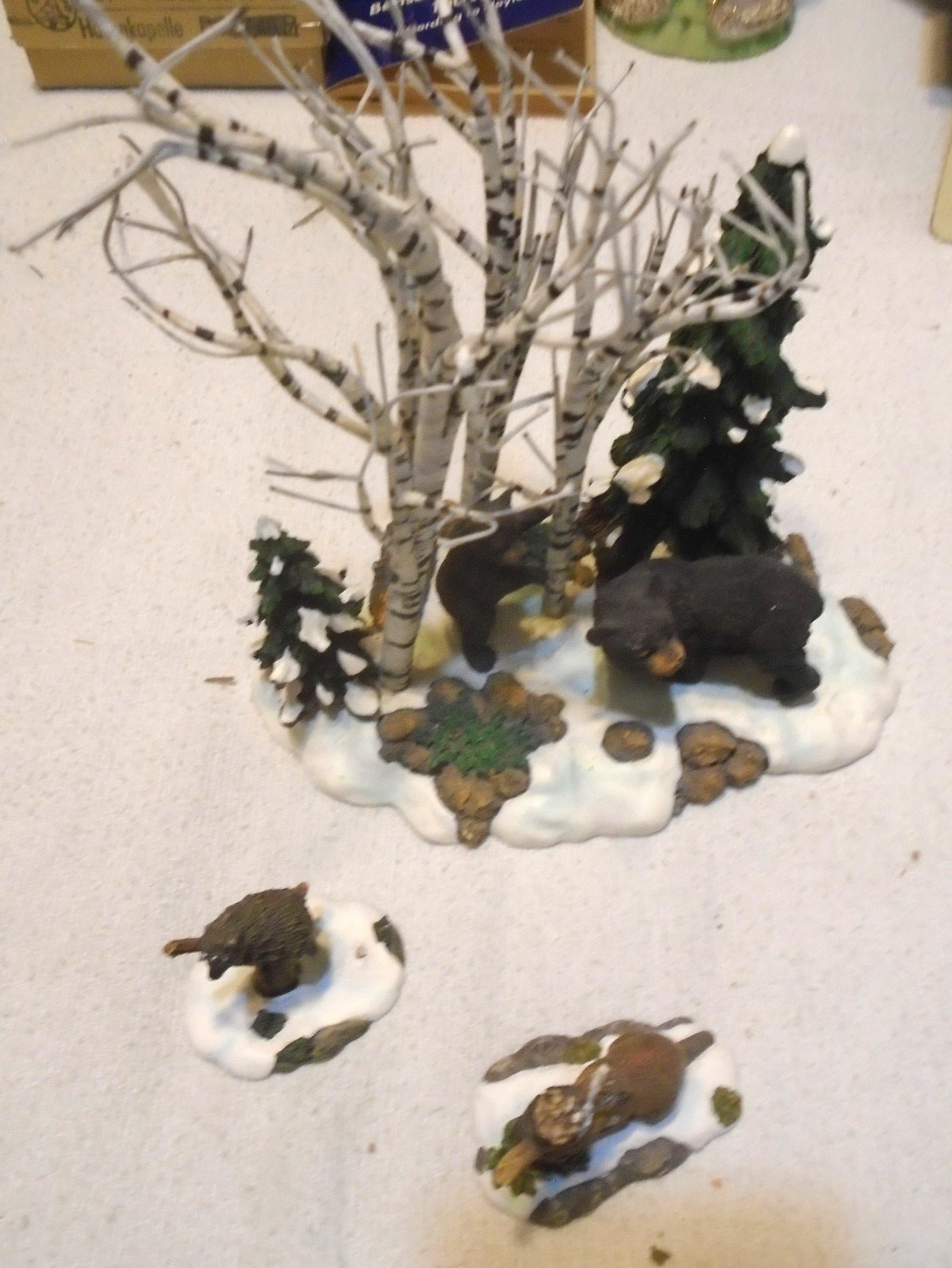 Department 56 1998 Vtg Village Accessories Bears In The Birch 52743 + extras