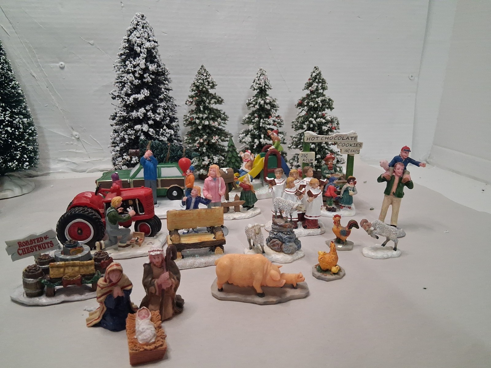 Lot Of 45 LEMAX,DEPT 56,ENCHANTED Christmas Figurines/Trees SEE DESCRIPTION