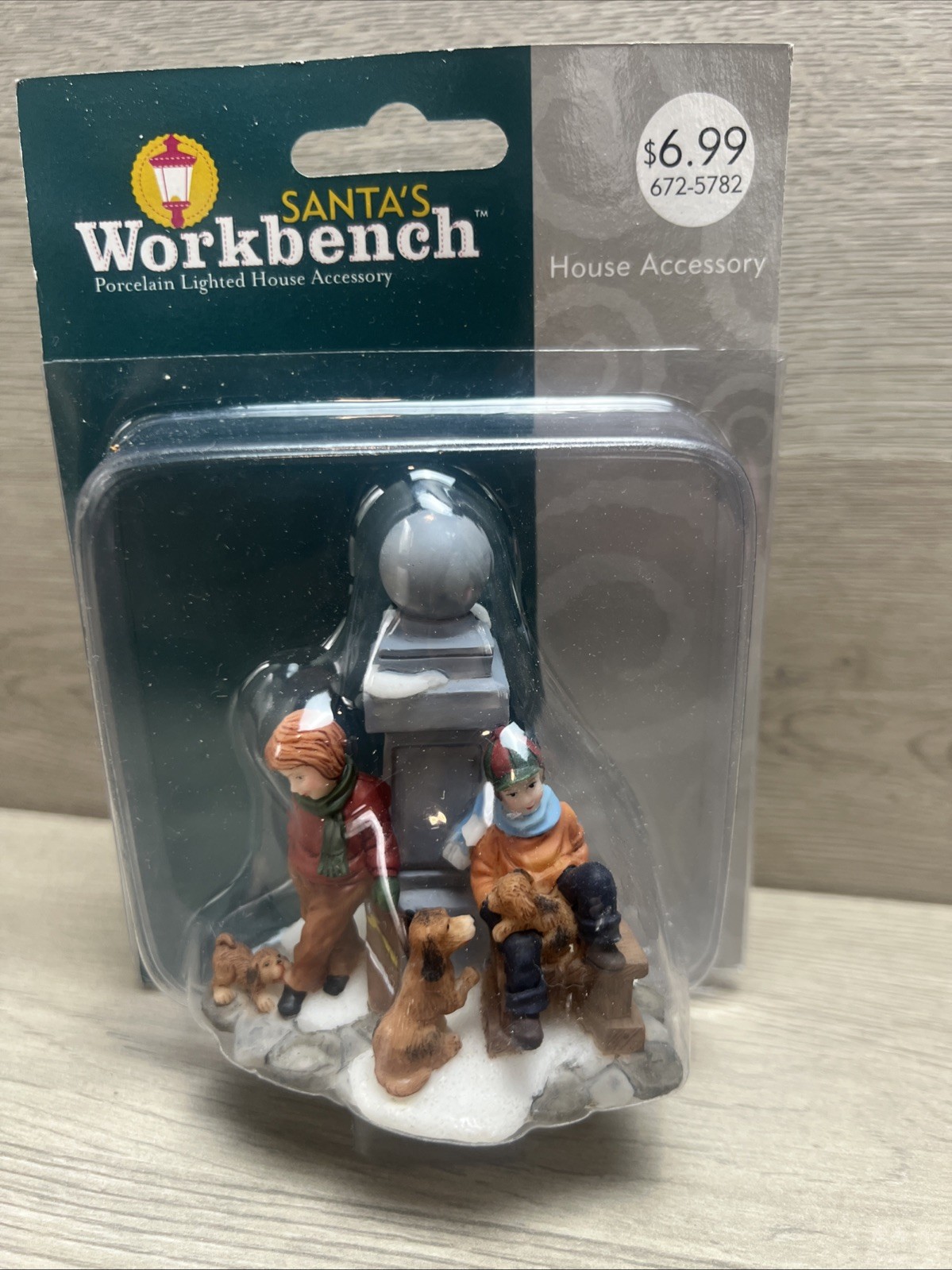Santa’s Workbench Kids And Dogs- Christmas Village Decor, New