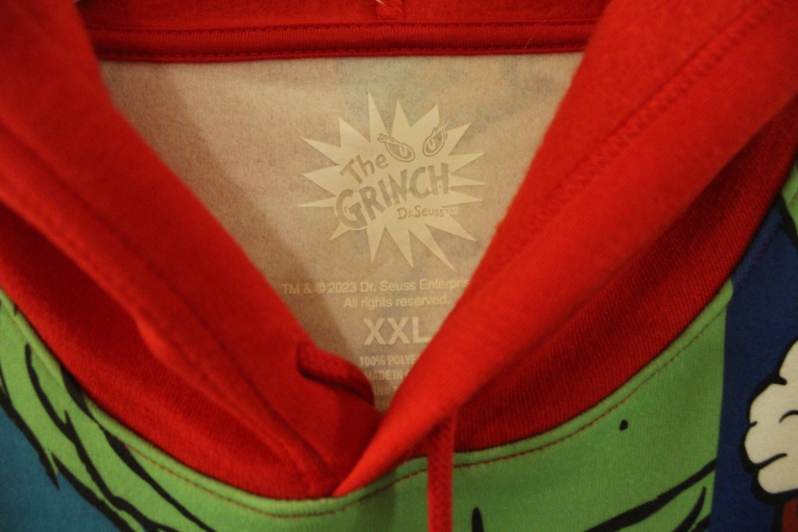 XXL Grinch-Dr. Seus-Pullover Hoodie-Jacket-Abstract Blocks-Max-Grinch-Fleece-NEW