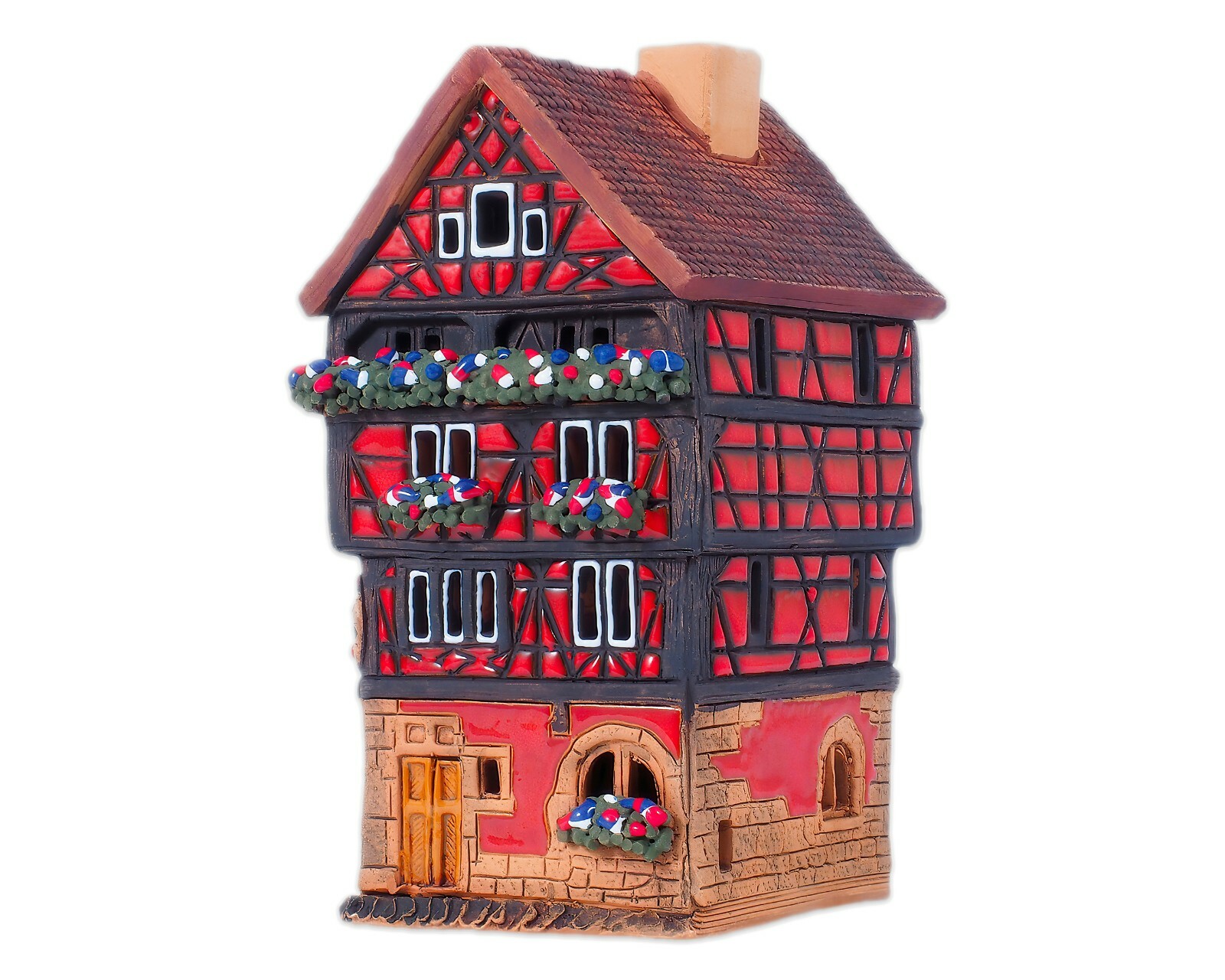 Ceramic tea light candle holder Miniature house in Colmar France Handmade Midene