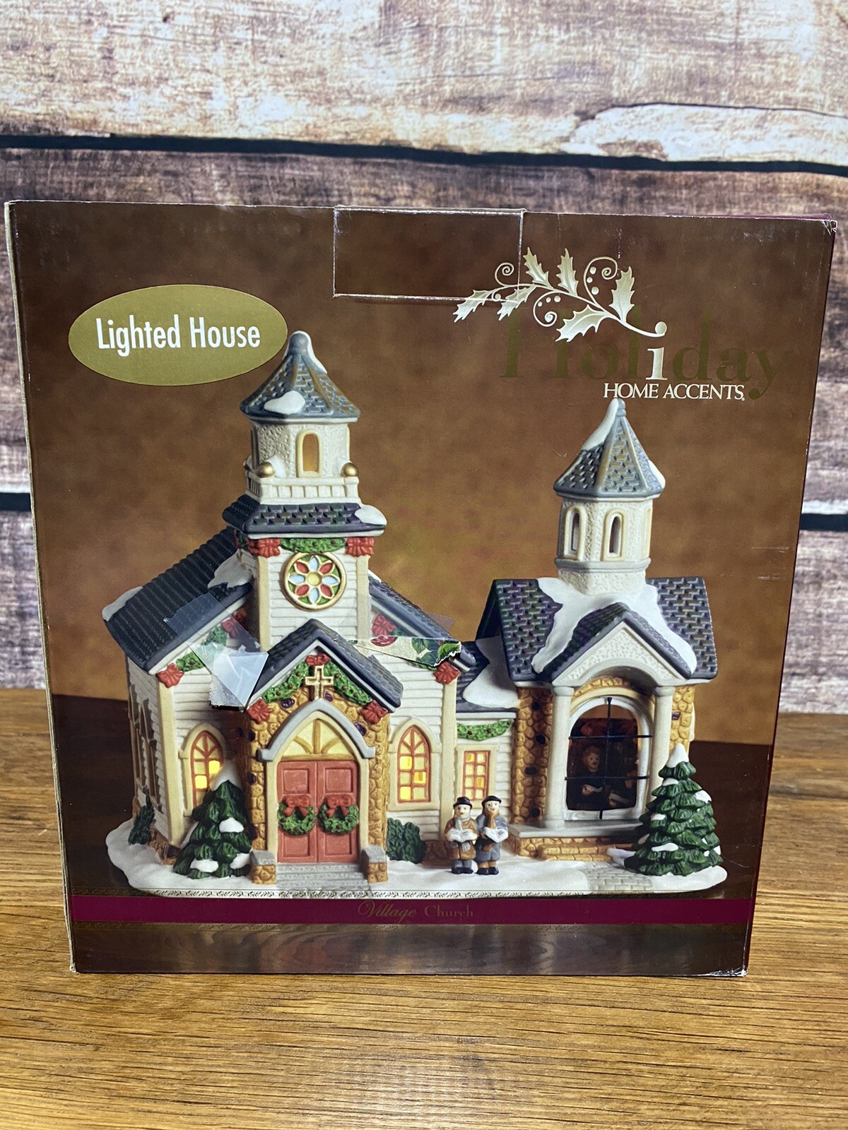Holiday Home Accents Lighted Church Original Box Tested/Working New