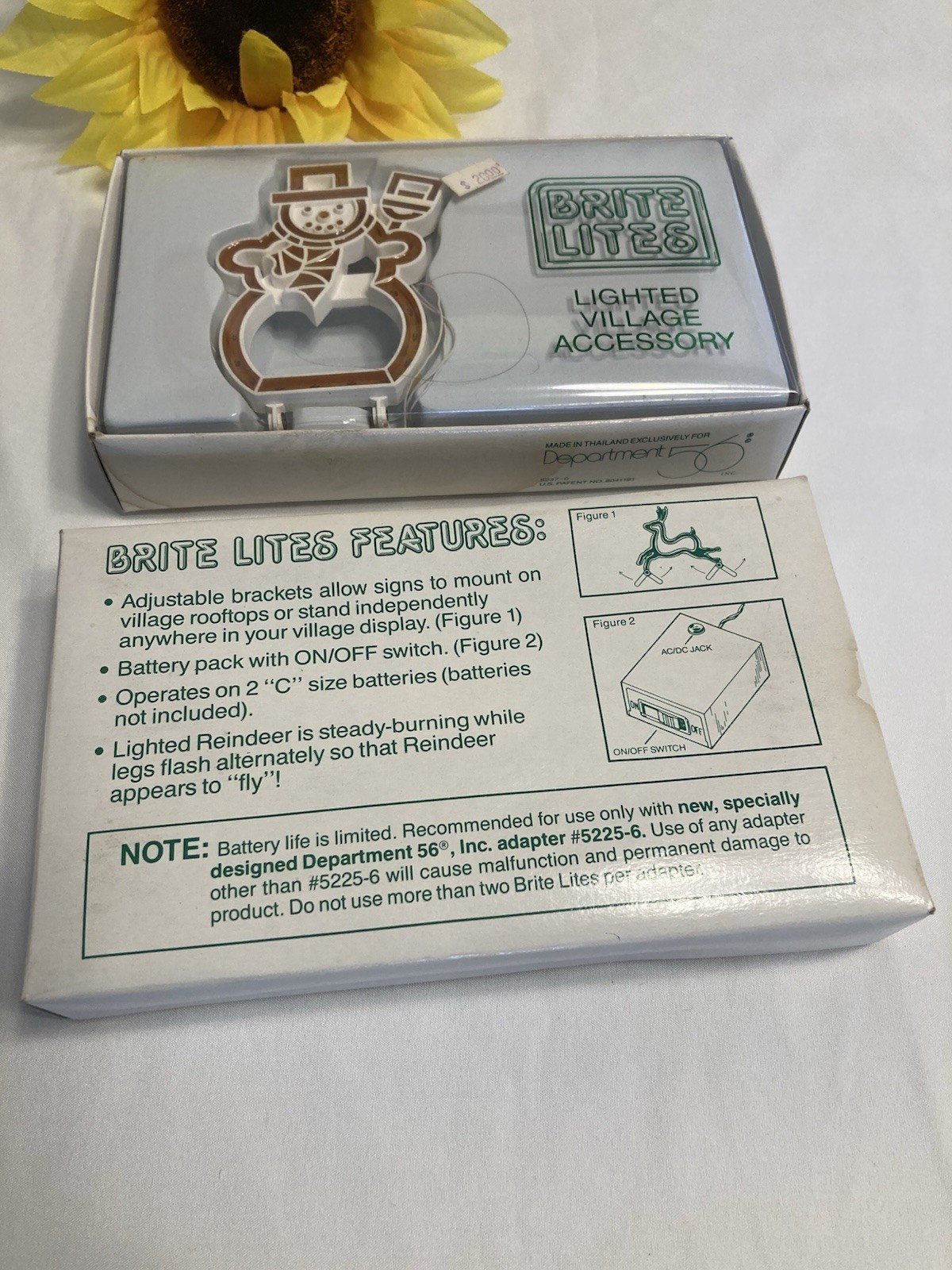 Brite Lites- Lighted Village Accessory Illuminated Reindeer & Snowman IN BOX