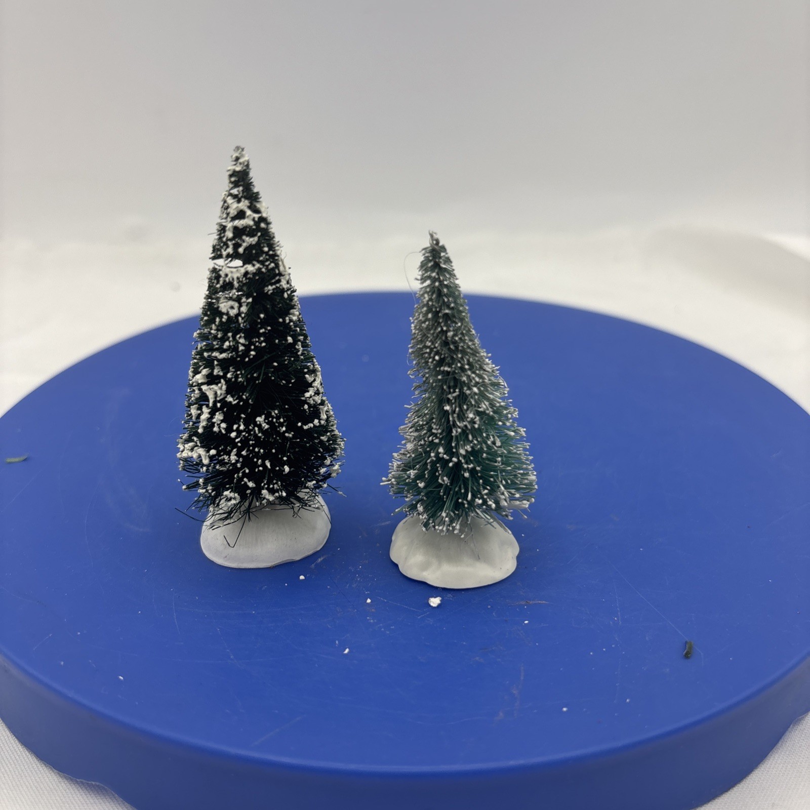 1 Lemax Flocked Christmas Frosted Village Tree 2.5″ & 1 Dept 56 – 3” Tree