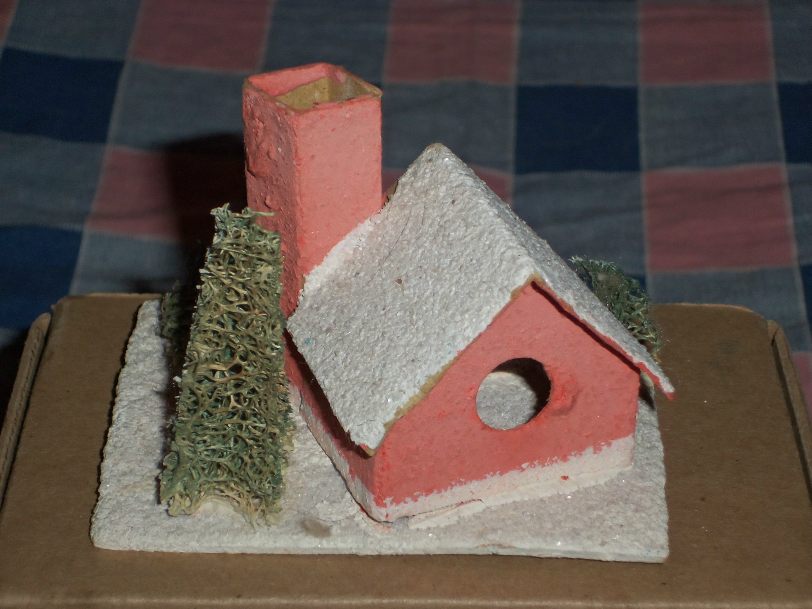i. Vintage Japan Christmas House Building 2 3/8 Inch High Door Cover Crooked