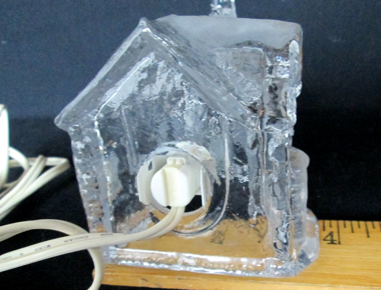 Miniature Clear/Frosted Glass Cottage/House Nightlight Figurine Decor