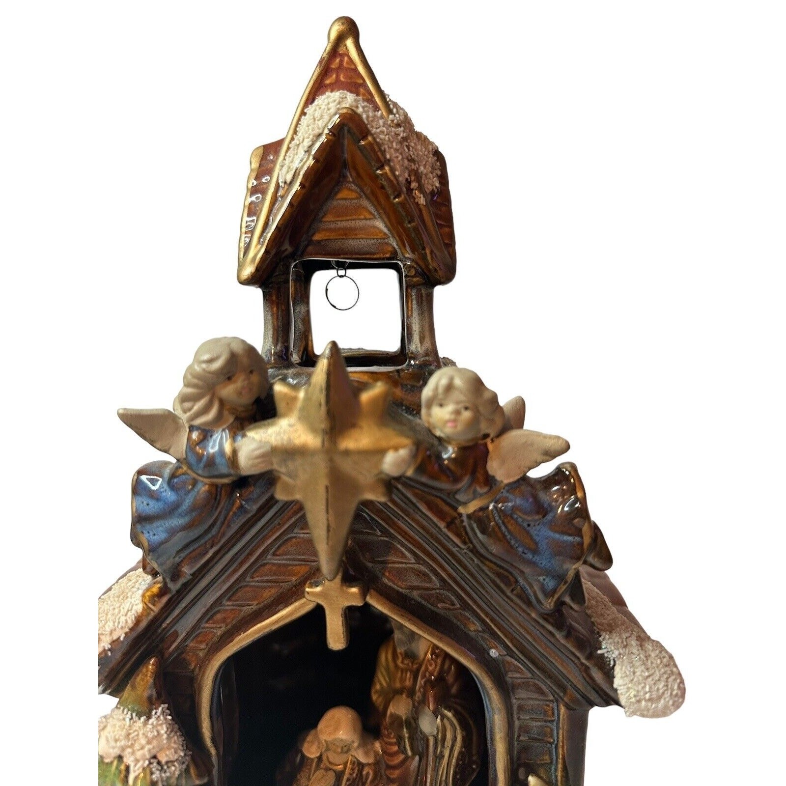 Christmas Nativity Golden Treasures Ceramic Church Lamp Baby Jesus Mary Joseph