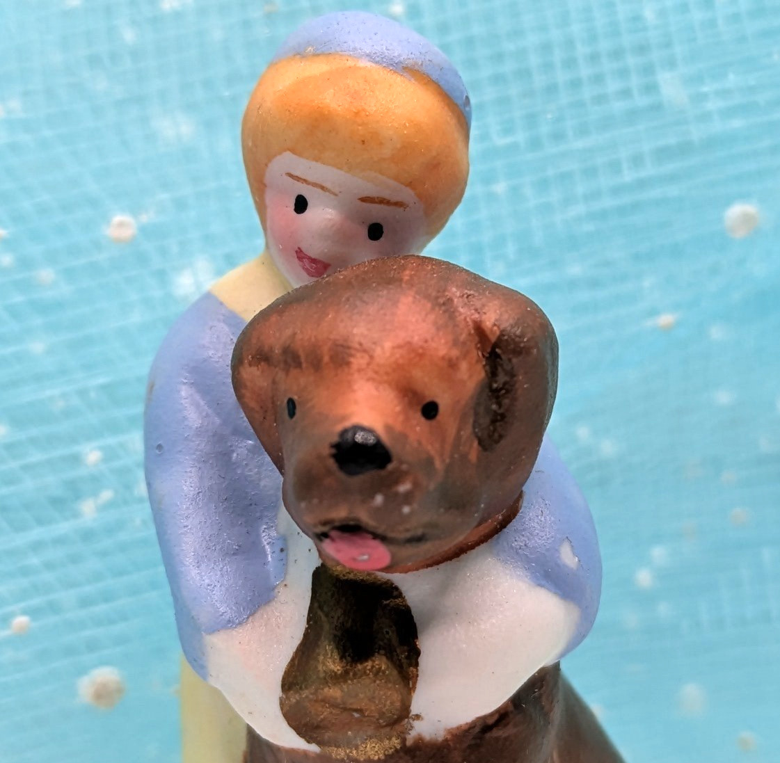Lemax boy hugging dog child porcelain Christmas Village Figurine INV169