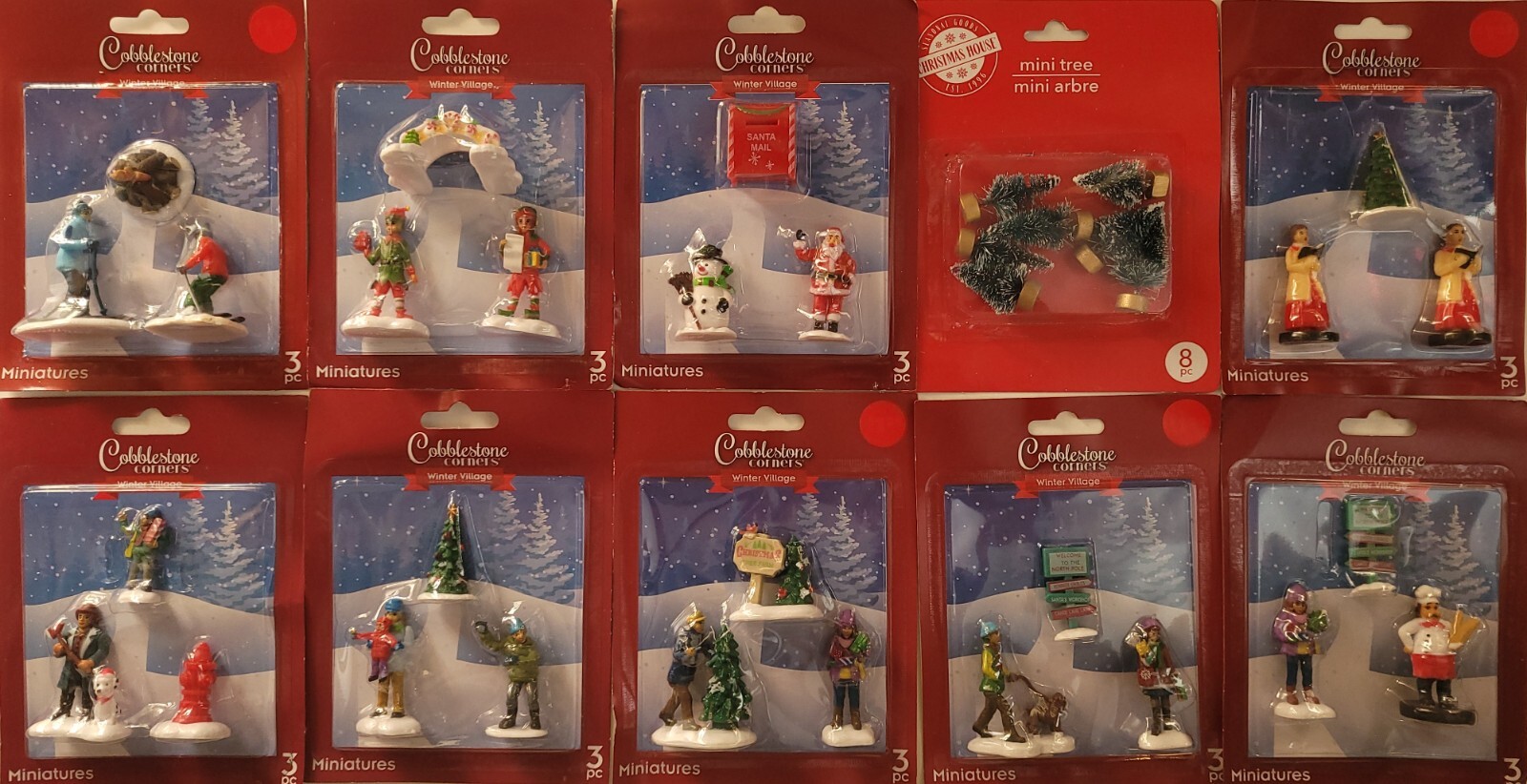 Christmas Winter Cobblestone Village Miniature Figurines S24, Select: Type