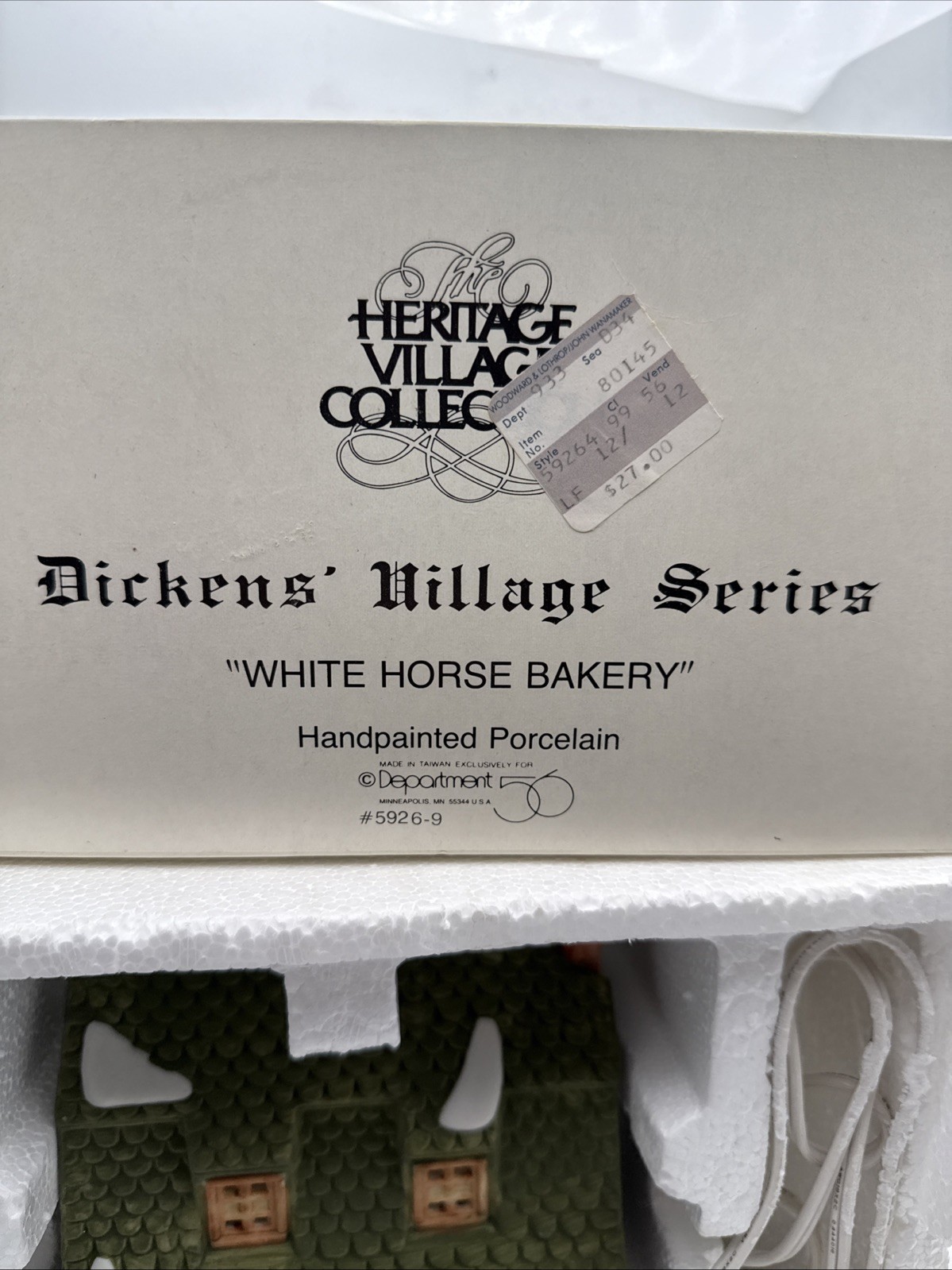 Vintage Dept. 56 White Horse Bakery 5926-9 Dickens Heritage Village Christmas