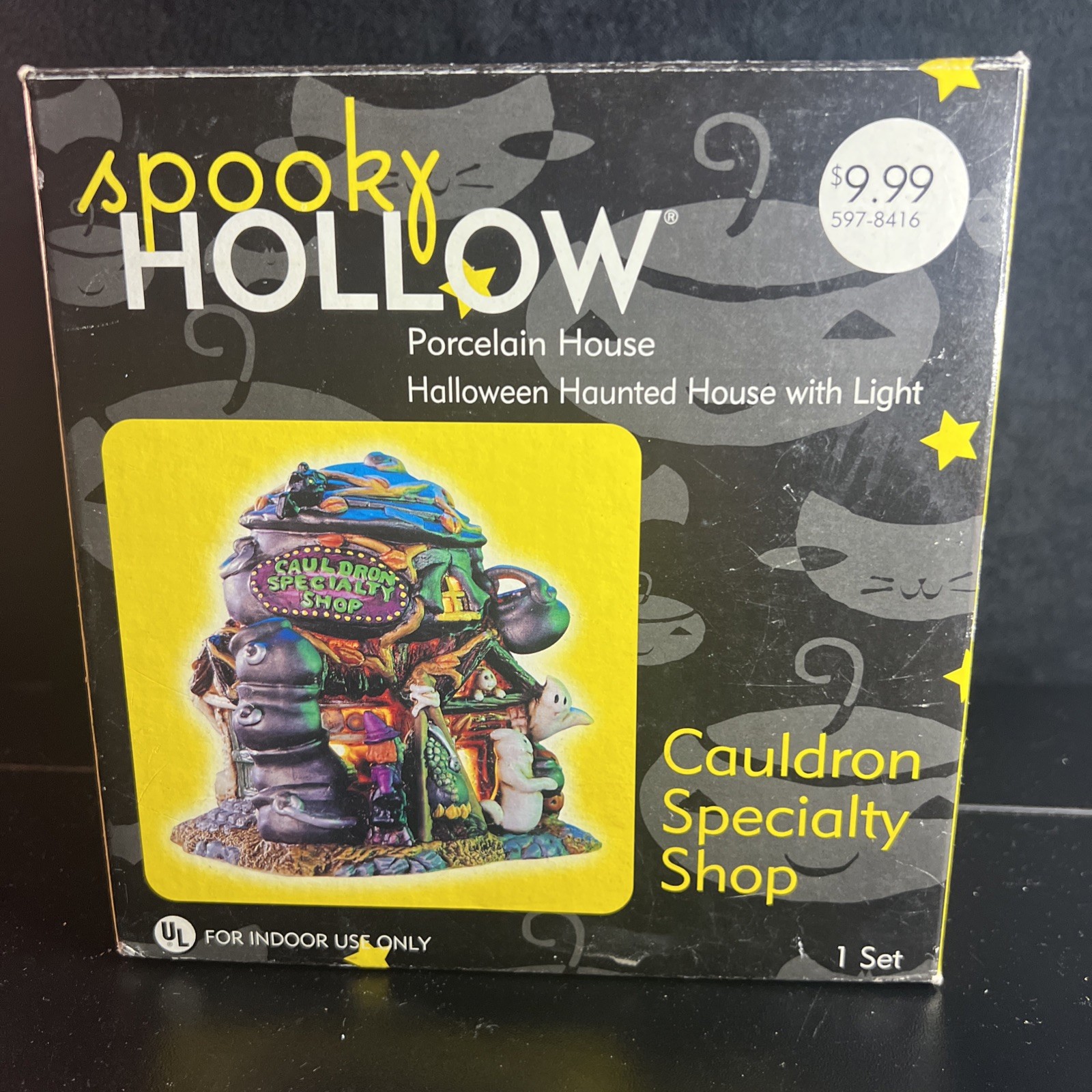 2002 Spooky Hollow Cauldron Specialty Shop Halloween Porcelain House Light