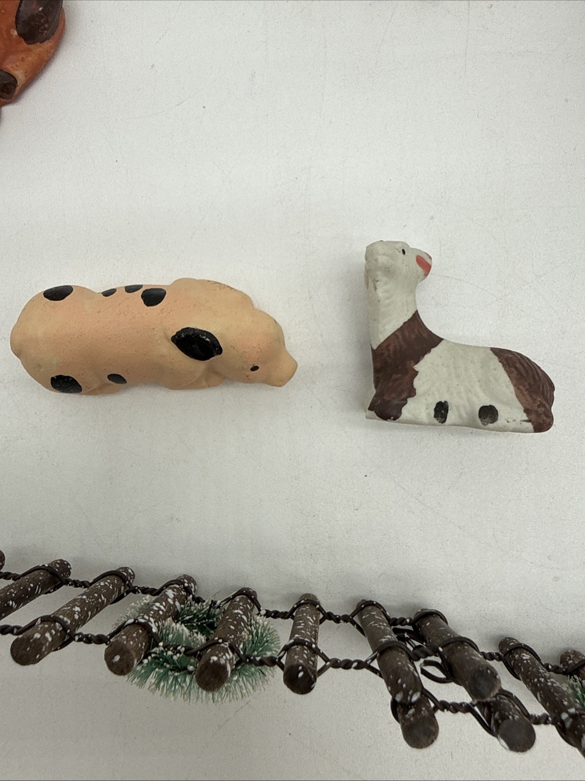 Ceramic Village Farm Animals Horse Cow Sheep People Tractor Farmer Lot of 10