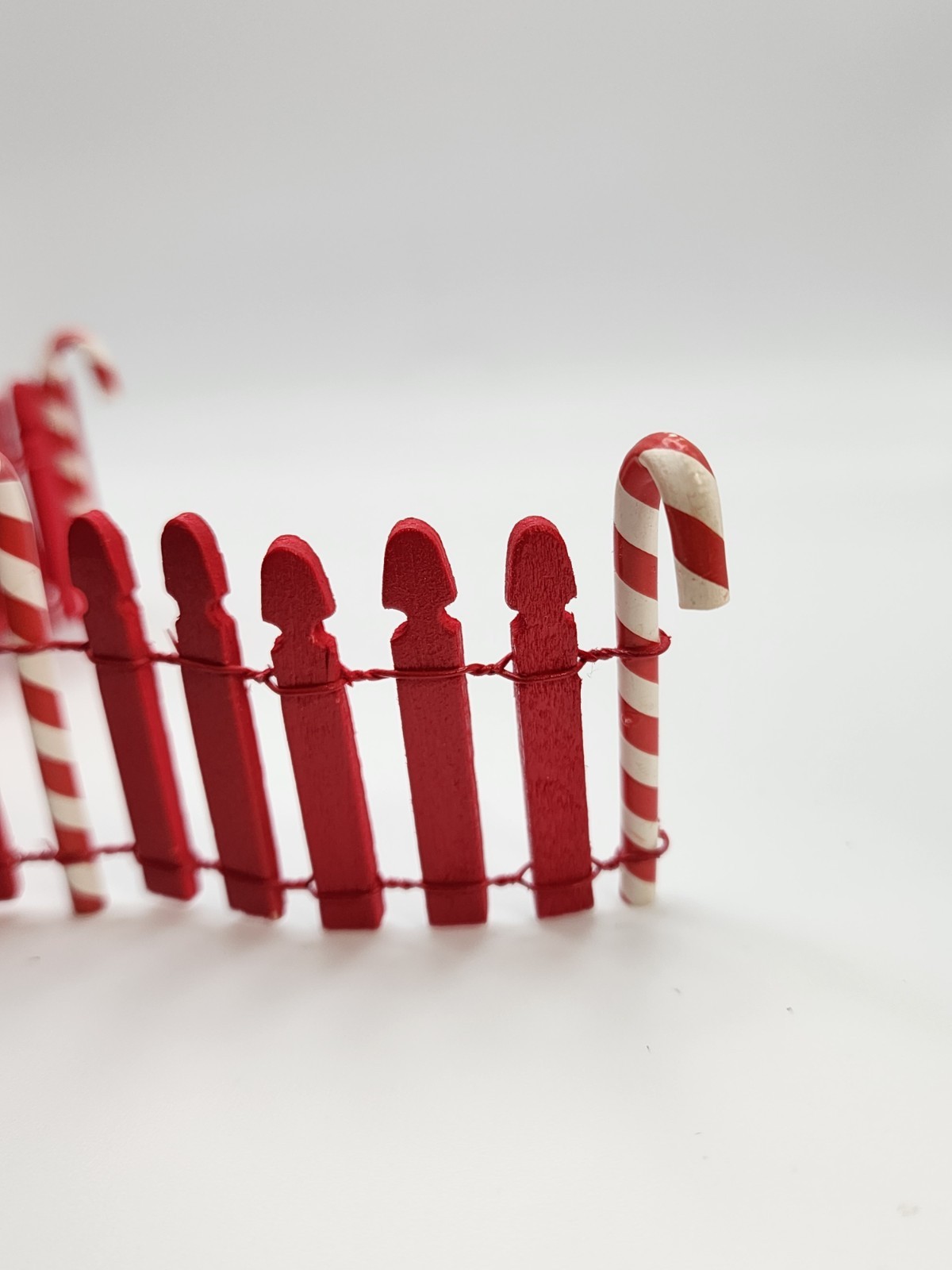 Christmas Village Accessories Candy Cane Fence Elves Snow Village Set of 2