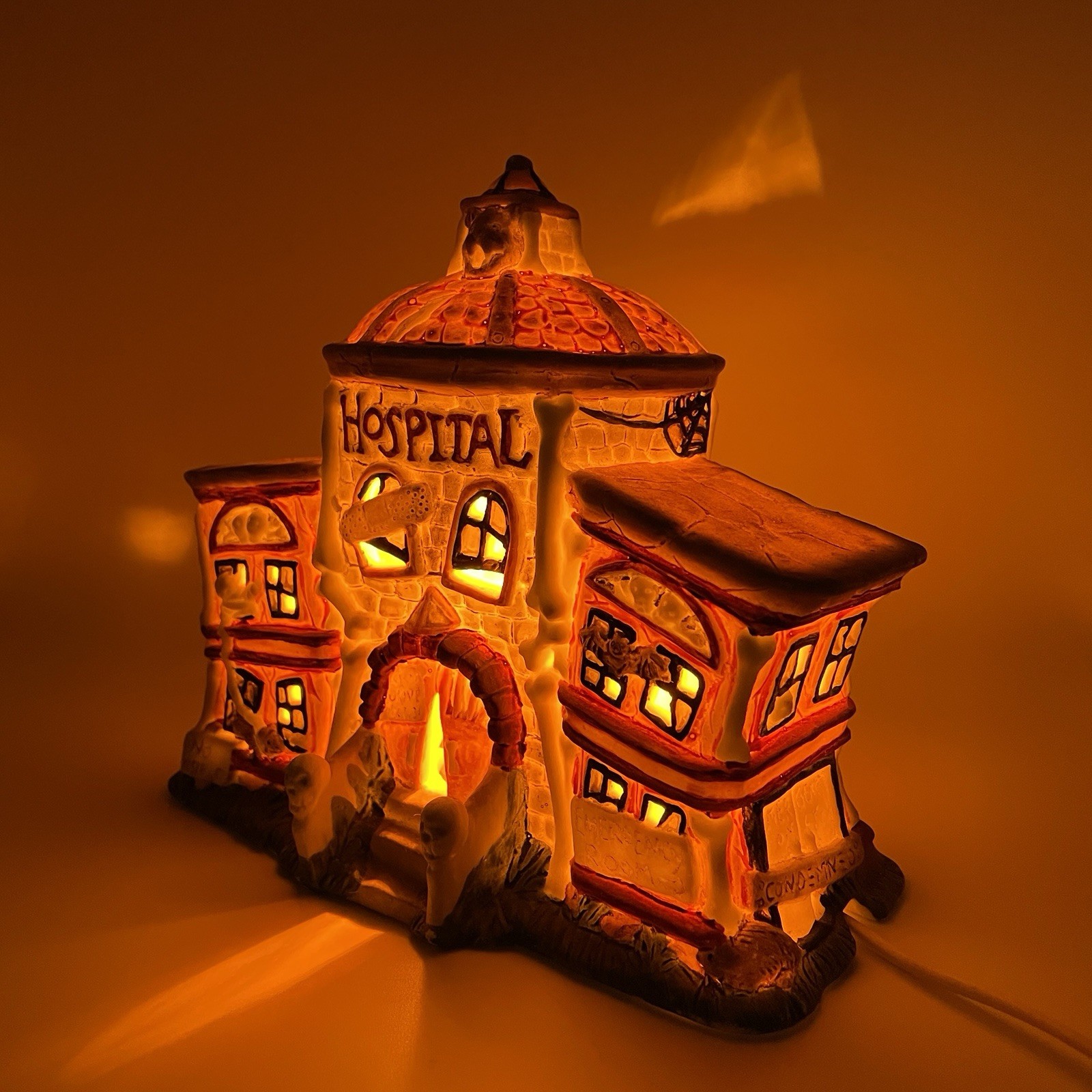 Porcelain Halloween Haunted Hospital Lighted Works