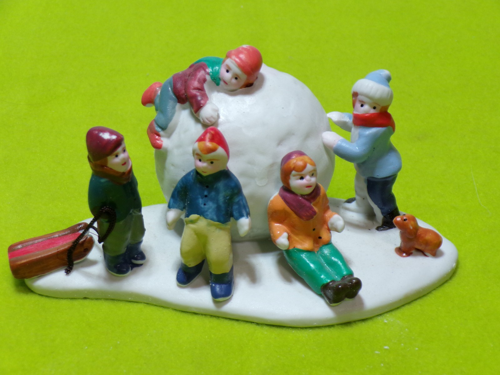 Lemax Ceramic Christmas Village Accessory Boys With a Giant Snowball