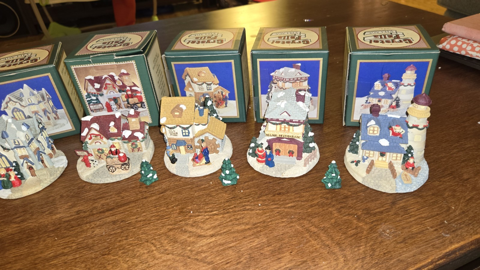VINTAGE HUGE LOT of 9 1993-94 Crystal Falls Snow Village Houses 3″ Mini w/ Boxes