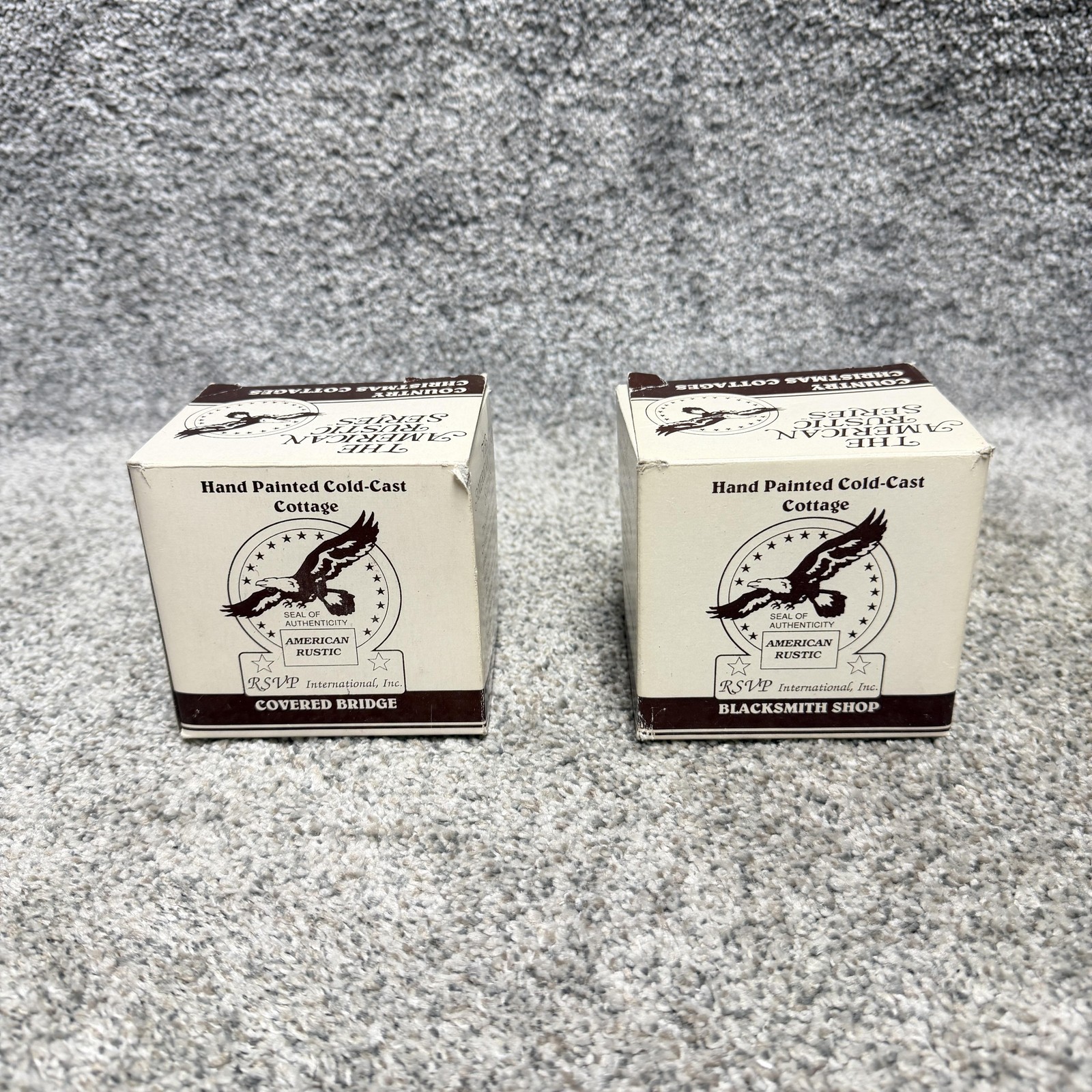 Vintage 1989 RSVP American Rustic Christmas Cottages Lot 5 Mini Houses W Boxes
