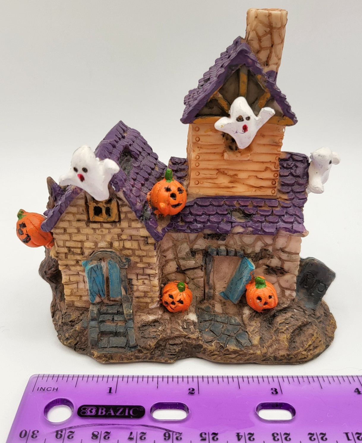 Mini Halloween Village Haunted House Spooky Cottage W/ Ghosts, Jack O Lanterns