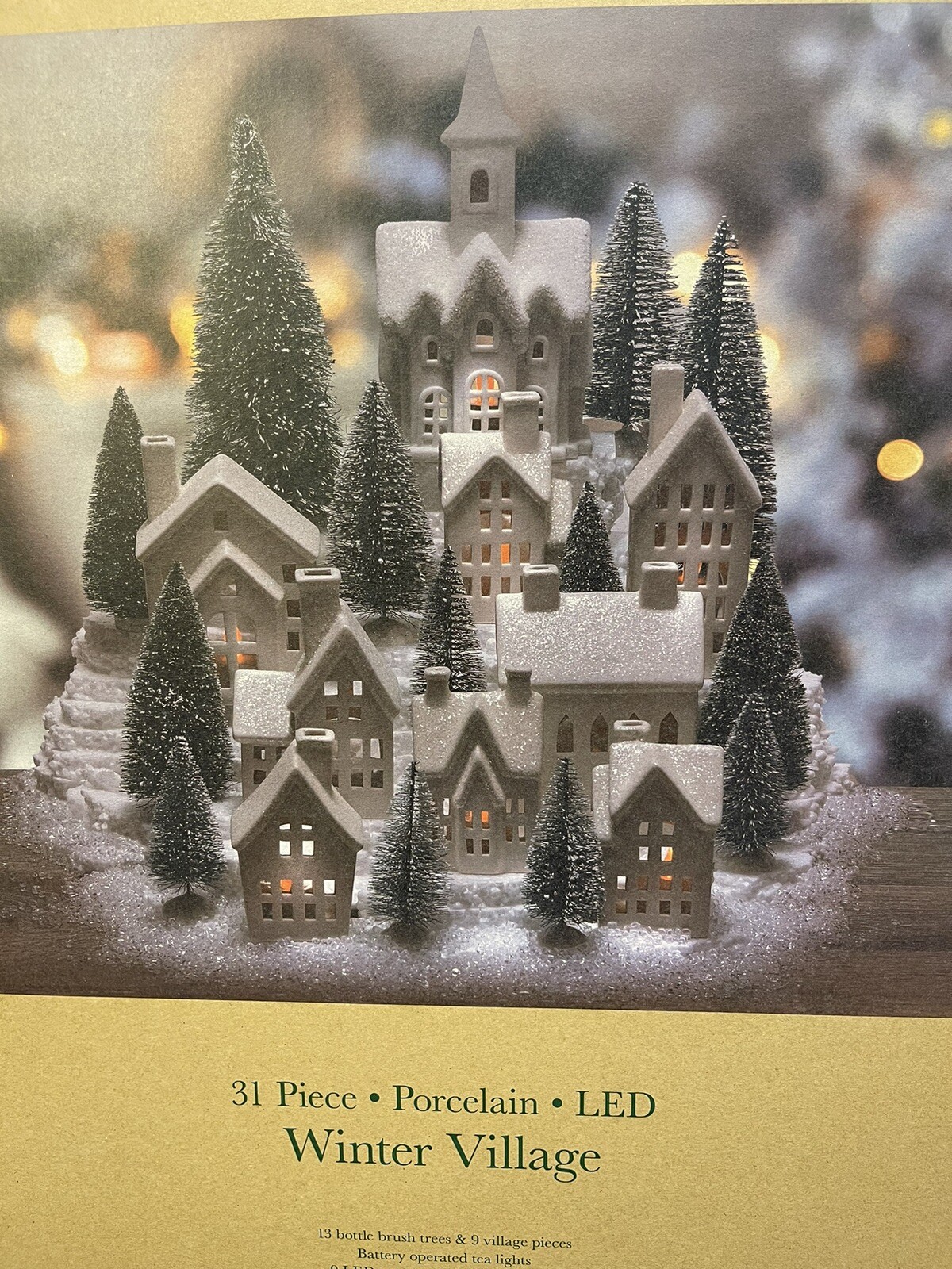 Bee & Willow Porcelain LED Winter Village 31 Pcs Lighted Christmas Table Display