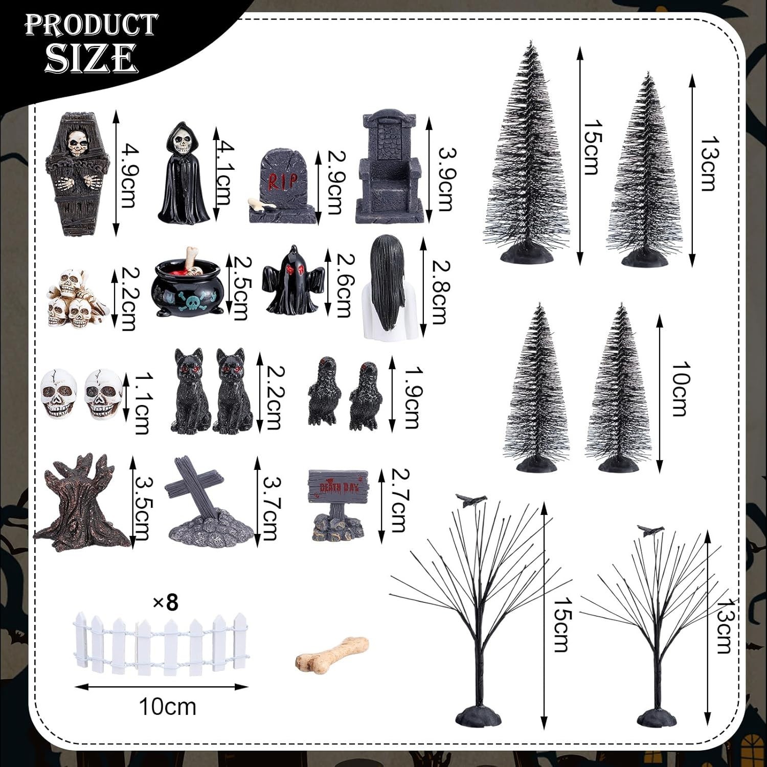 “32 Pcs Halloween Village Miniature Town Accessories Set Halloween Figurines “