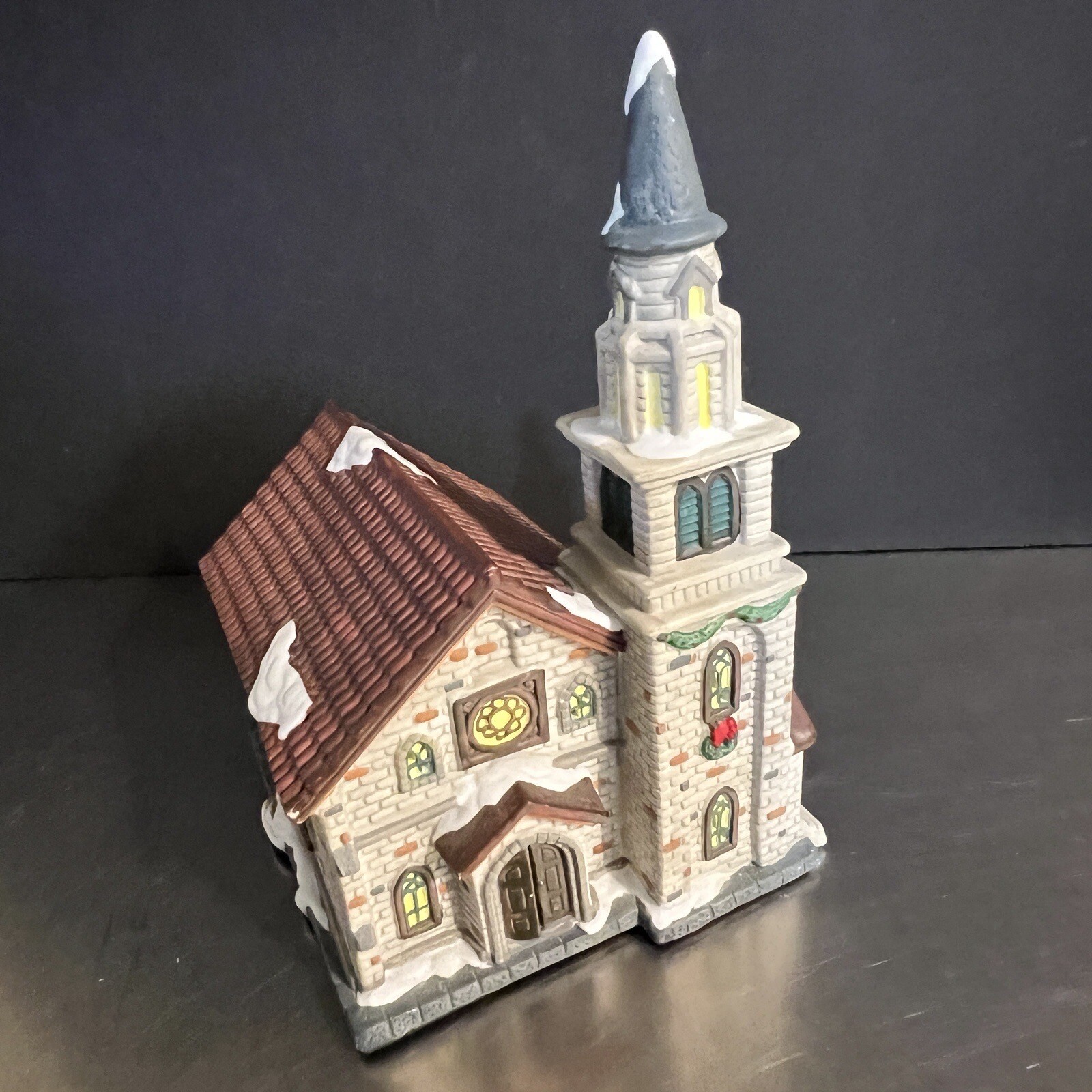 Christmas Village Church Choir Behind Window Unbranded Holiday Display Vintage