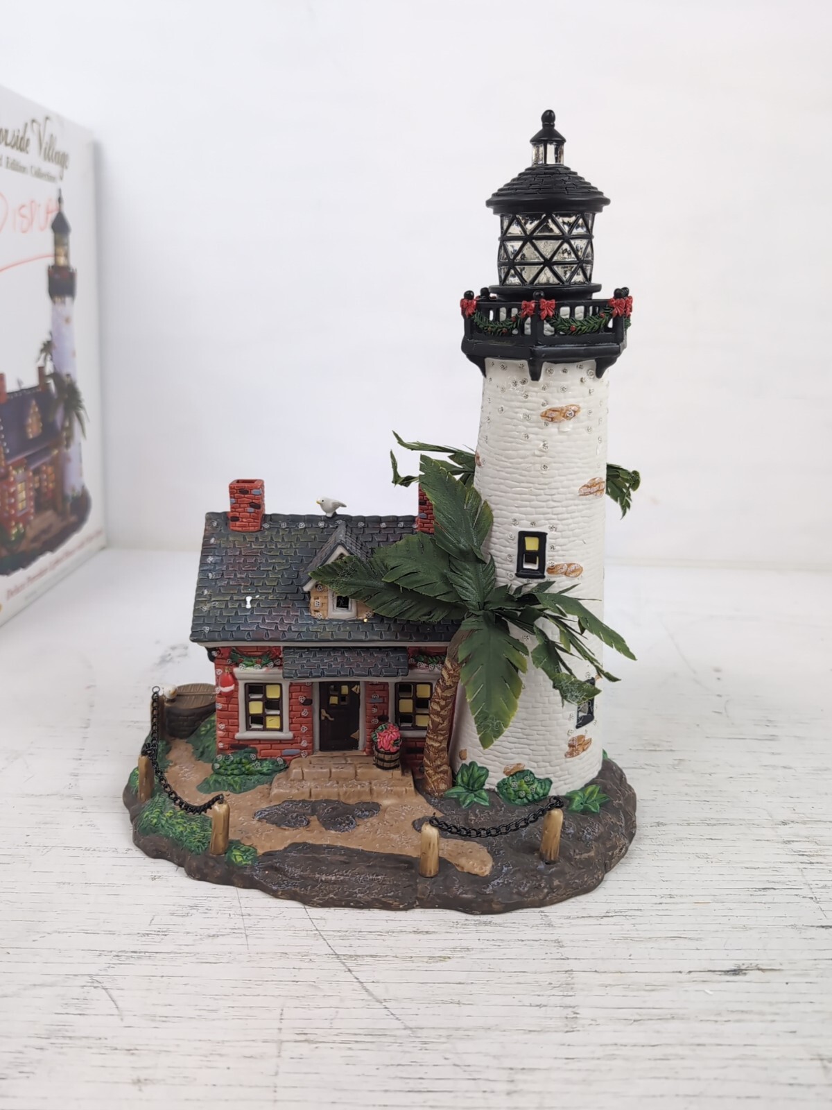 Harbor Side Village Deluxe Porcelain Lighted Fiber Optic Lighthouse – As Is/Need
