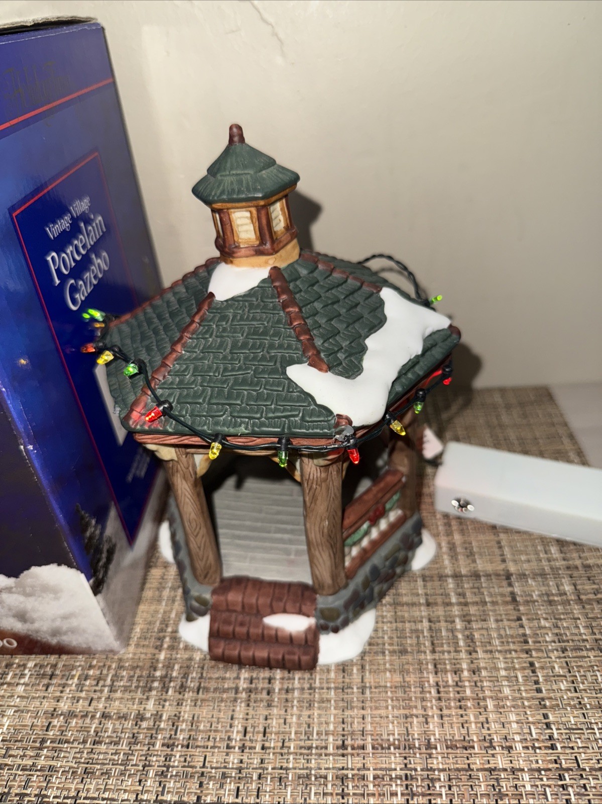 Holiday Time Vintage Christmas Village Porcelain Gazebo 7” Tall