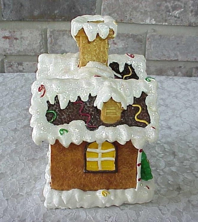 Christmas Gingerbread House Display Tabletop Resin Decorated Box Sterling