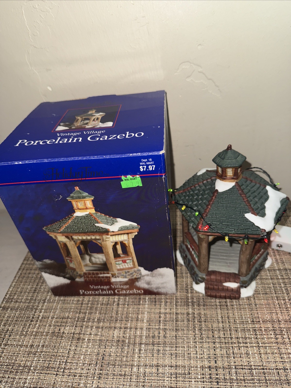 Holiday Time Vintage Christmas Village Porcelain Gazebo 7” Tall
