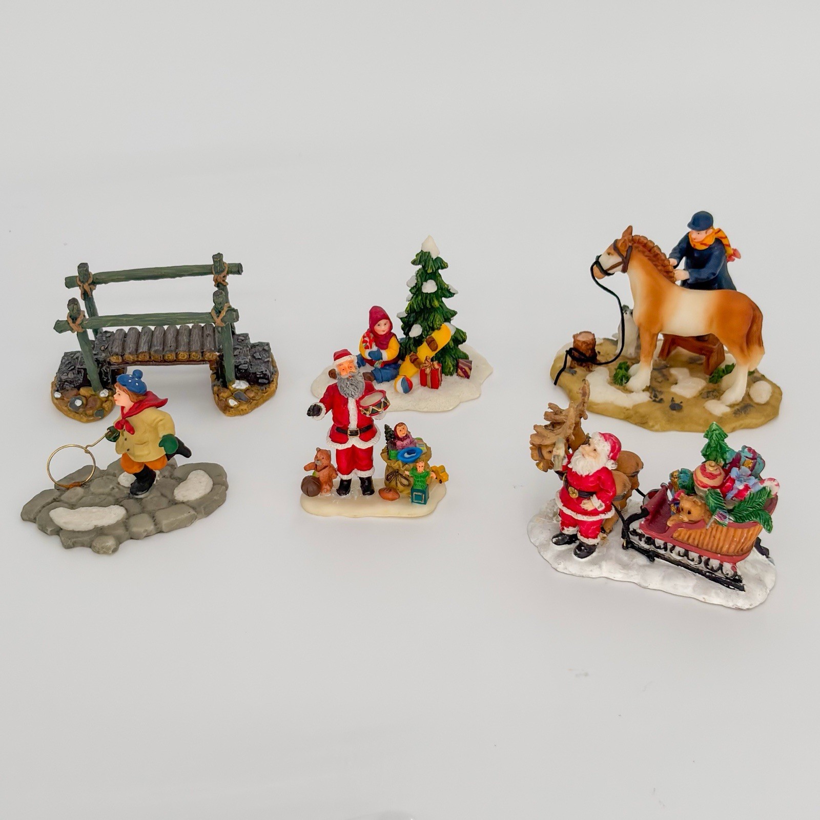 Vintage Lemax, O’Well Porcelain Christmas Village Decorations Miniature Lot Of 6