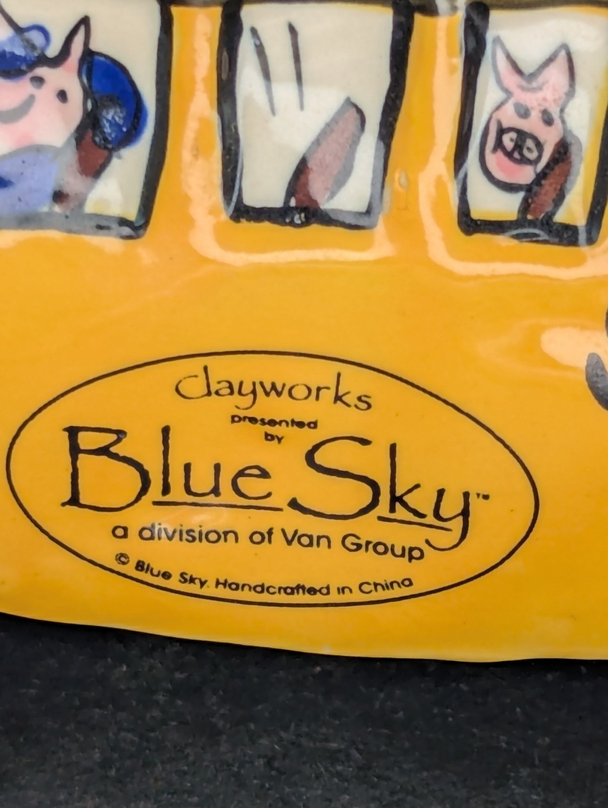 Blue Sky Clayworks School Bus Driver Gift Pig Piglets Van Group