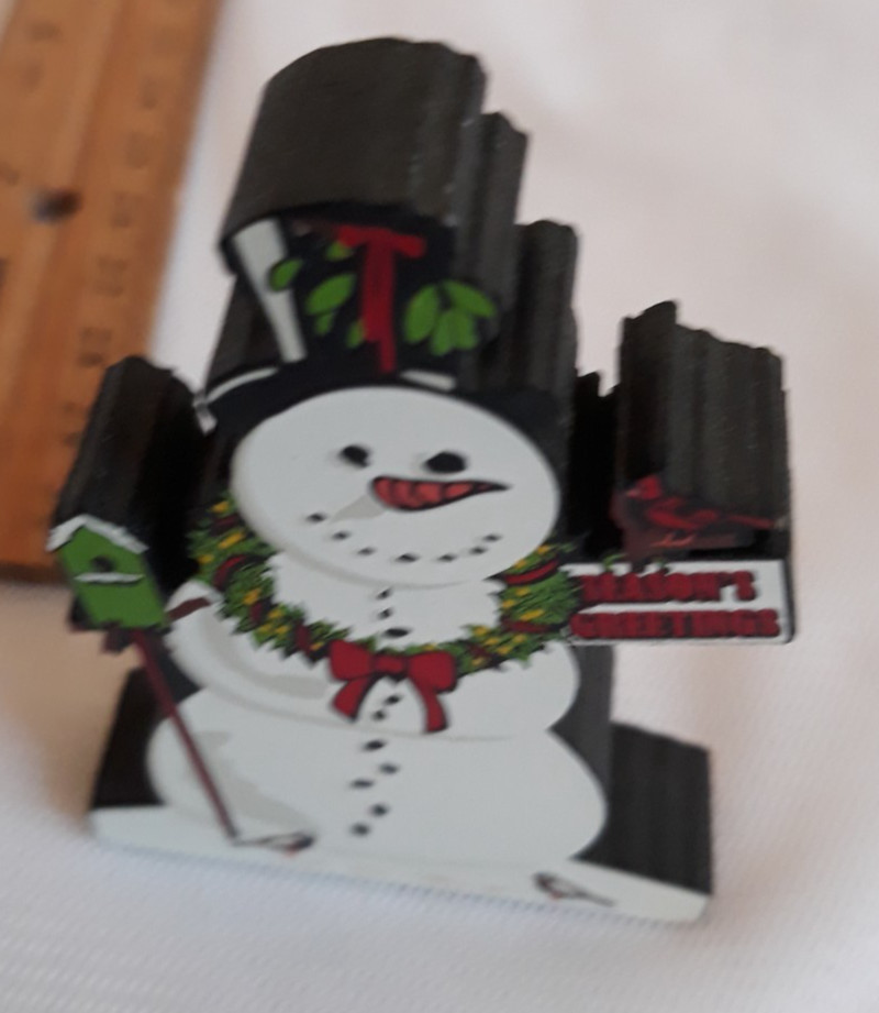 Shelia’s Collectibles Heartsville Fire Station & Snowman Wood Shelf Sitters 1999