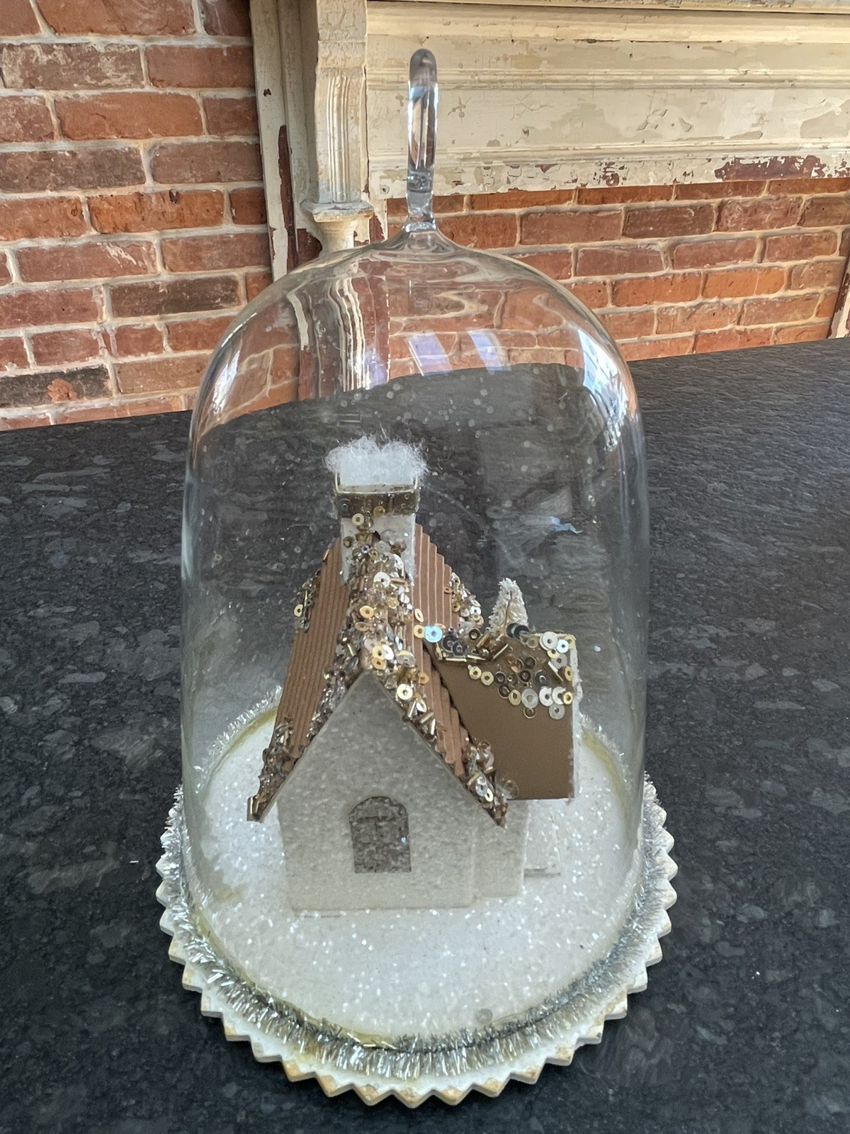 Pottery Barn Christmas Cloche Lighted House, Snowman, Trees 8×5 – Light Works