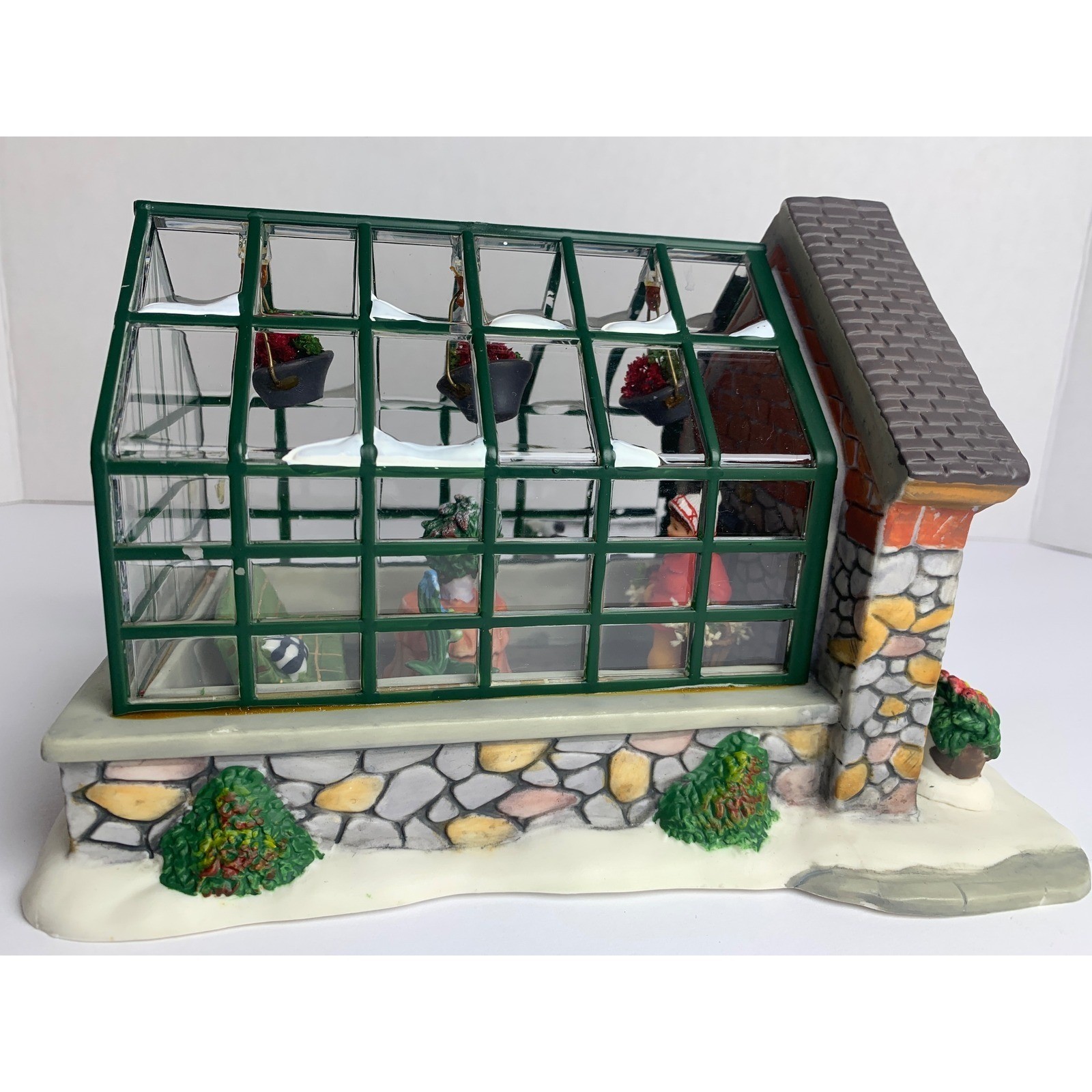 Christmas Village Greenhouse Building Hand Painted Ceramic Holiday Decor House