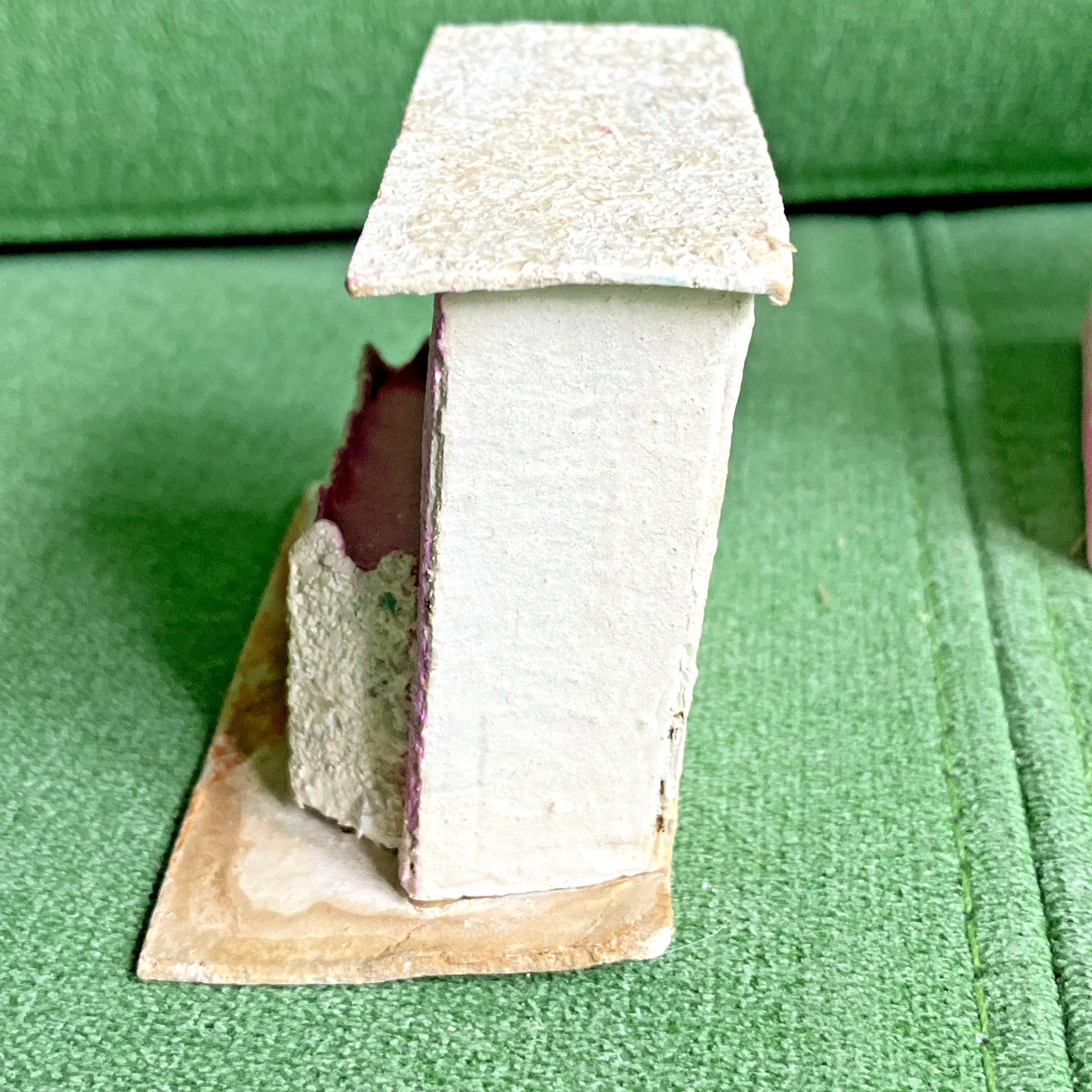 2 VTG Christmas Putz Houses, Cardboard w Mica Glitter, Windows, Trees