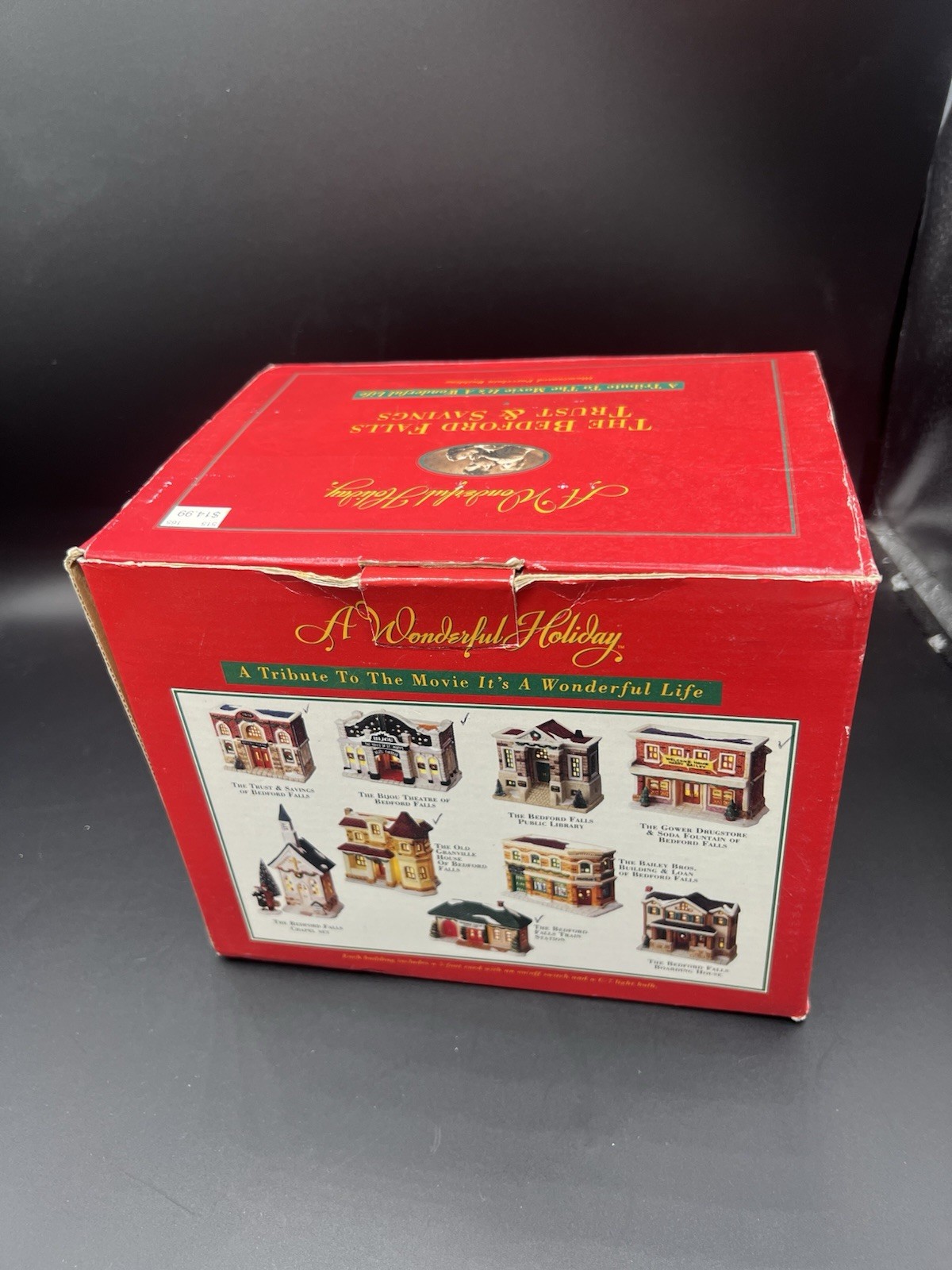 1997 Bedford Falls Trust & Savings It’s A Wonderful Life Village w Box Light