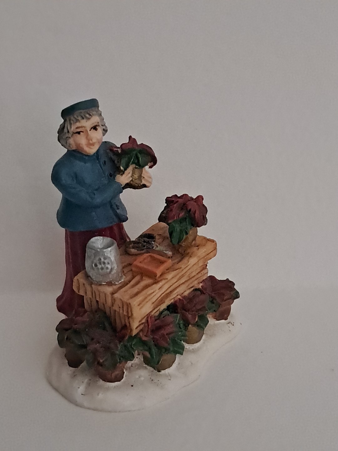 Grandeur Noel Village Lady w/Poinsettias Christmas 1999 Figure Replacement