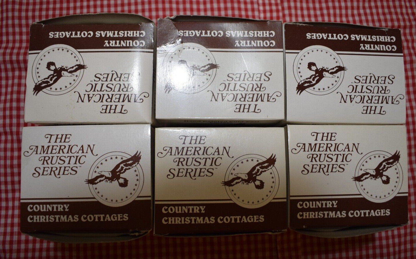 Lot of 6 American Rustic | Hand Painted Cold-Cast Cottages | RSVP International