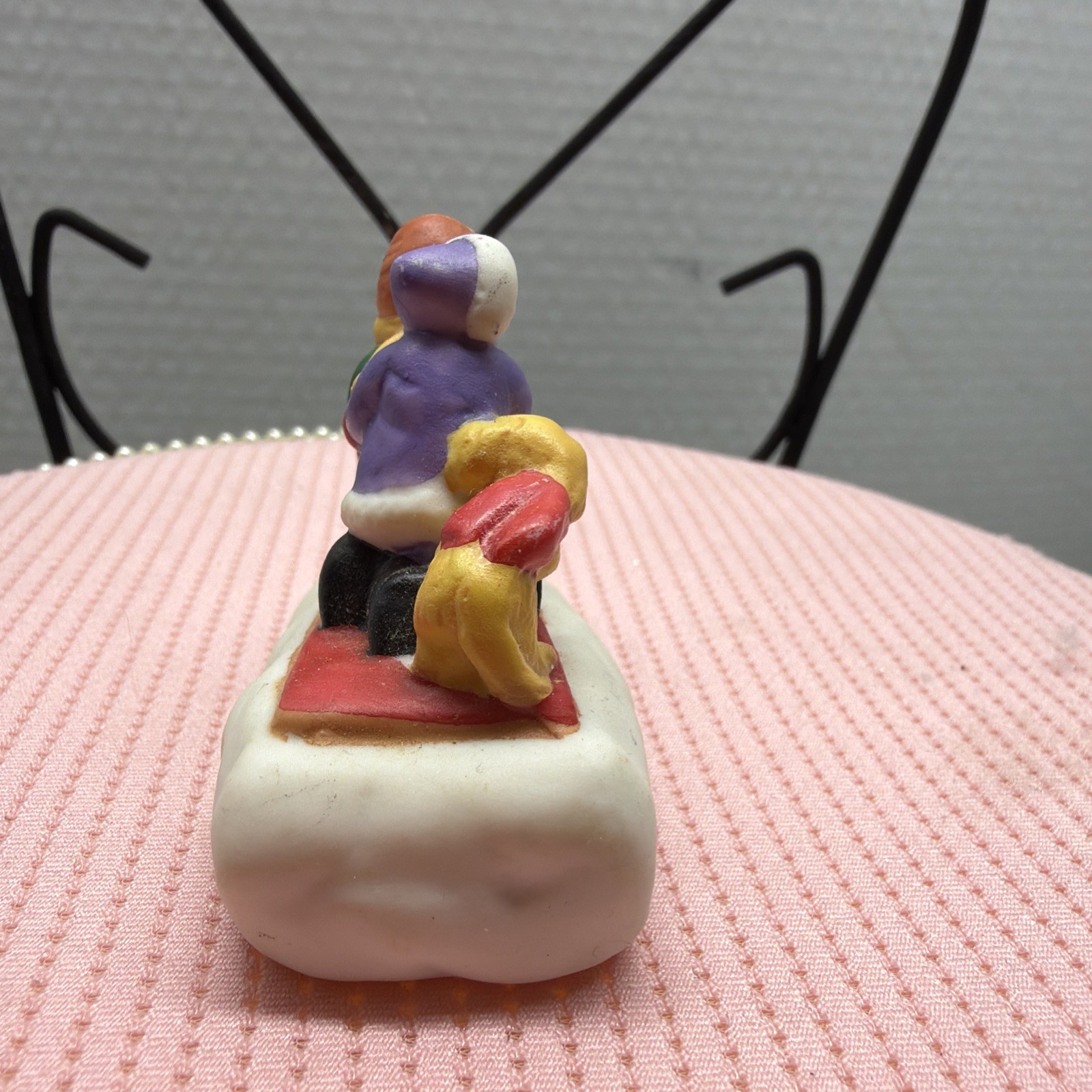 Sledding Kids Figure For Christmas Village