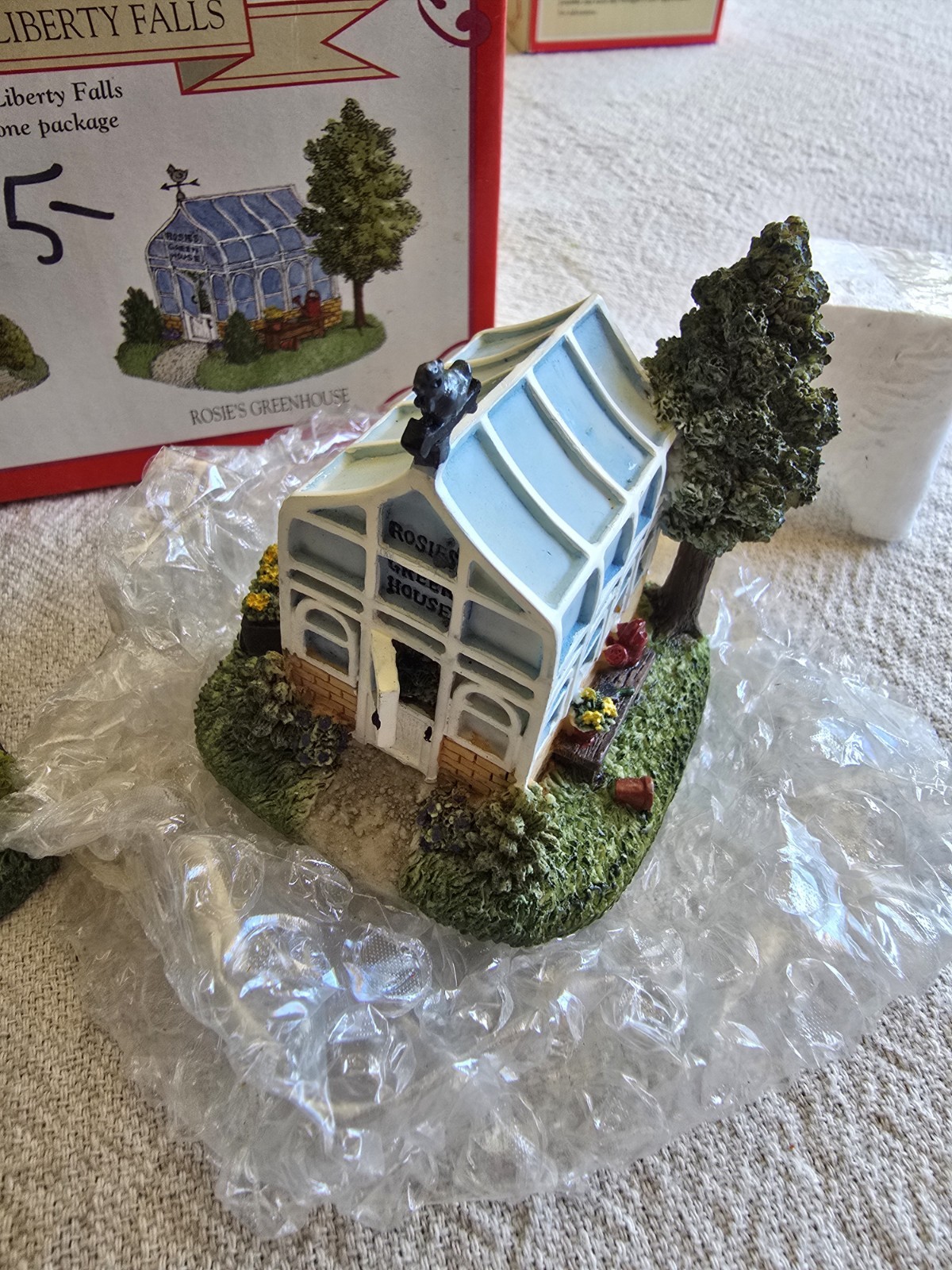 Liberty Falls 1999 Rosie’s Flower Shop & Greenhouse Set, Boxed Painted Resin