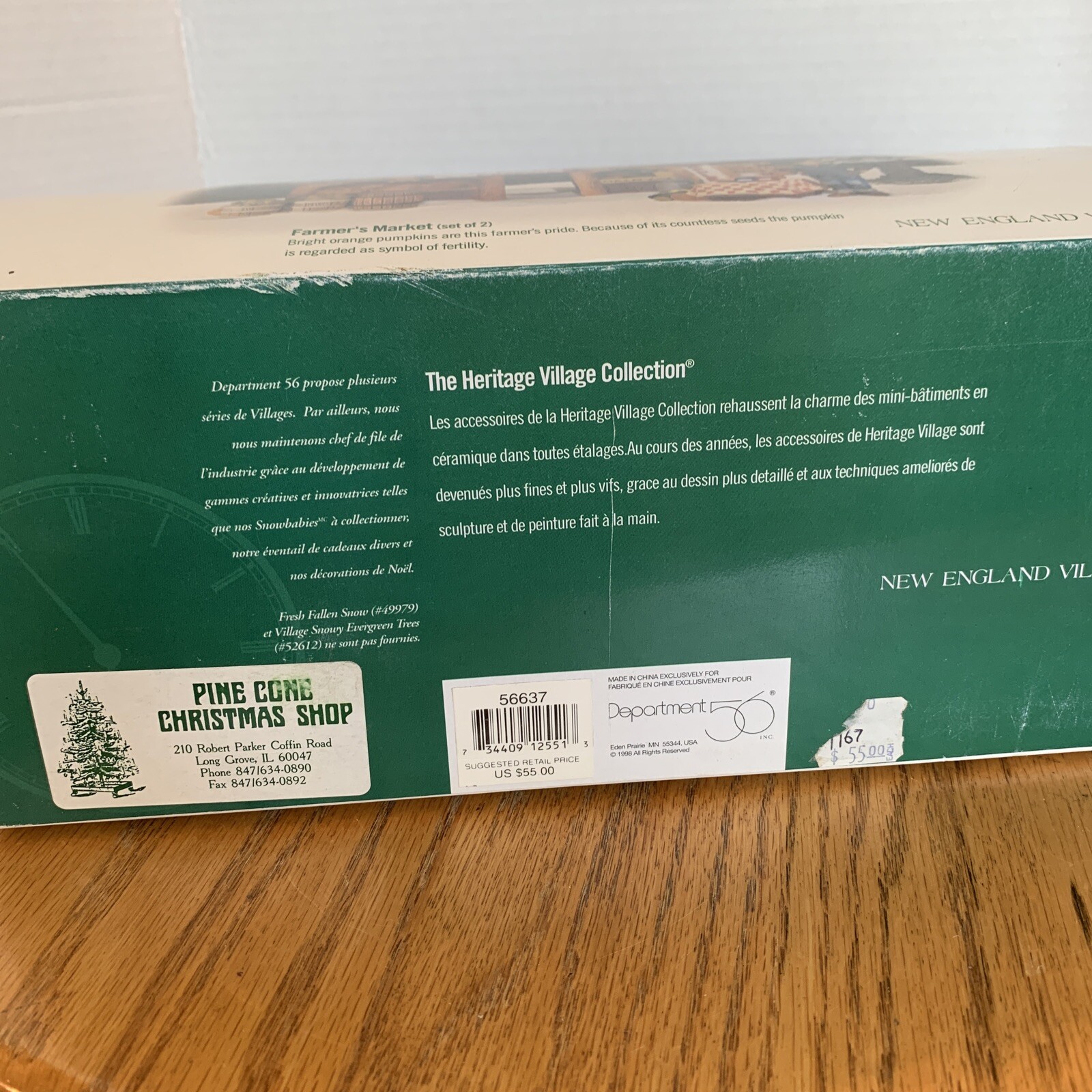 Dept 56 NEW ENGLAND VILLAGE 1998 Farmer’s Market (Set of 2) #56637 NEW in Box!