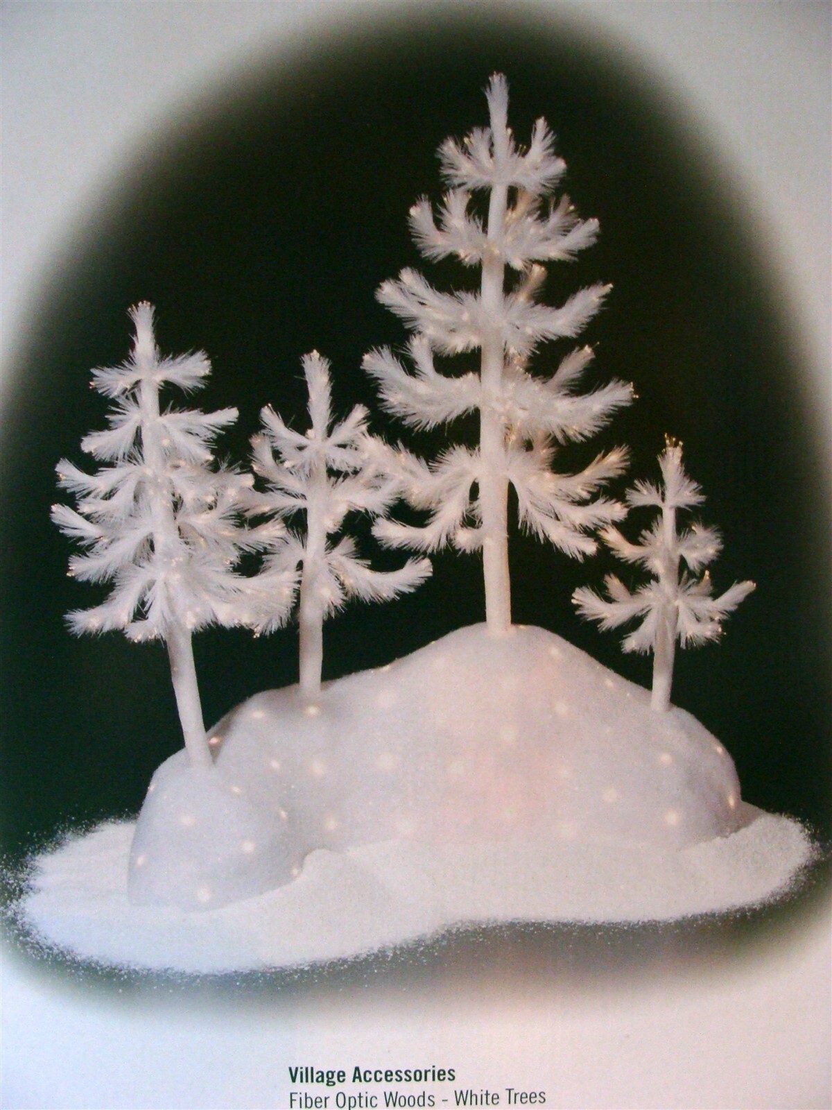 Dept 56 Village Accessories Fiber Optic Woods White Trees 52986 Mint Retired